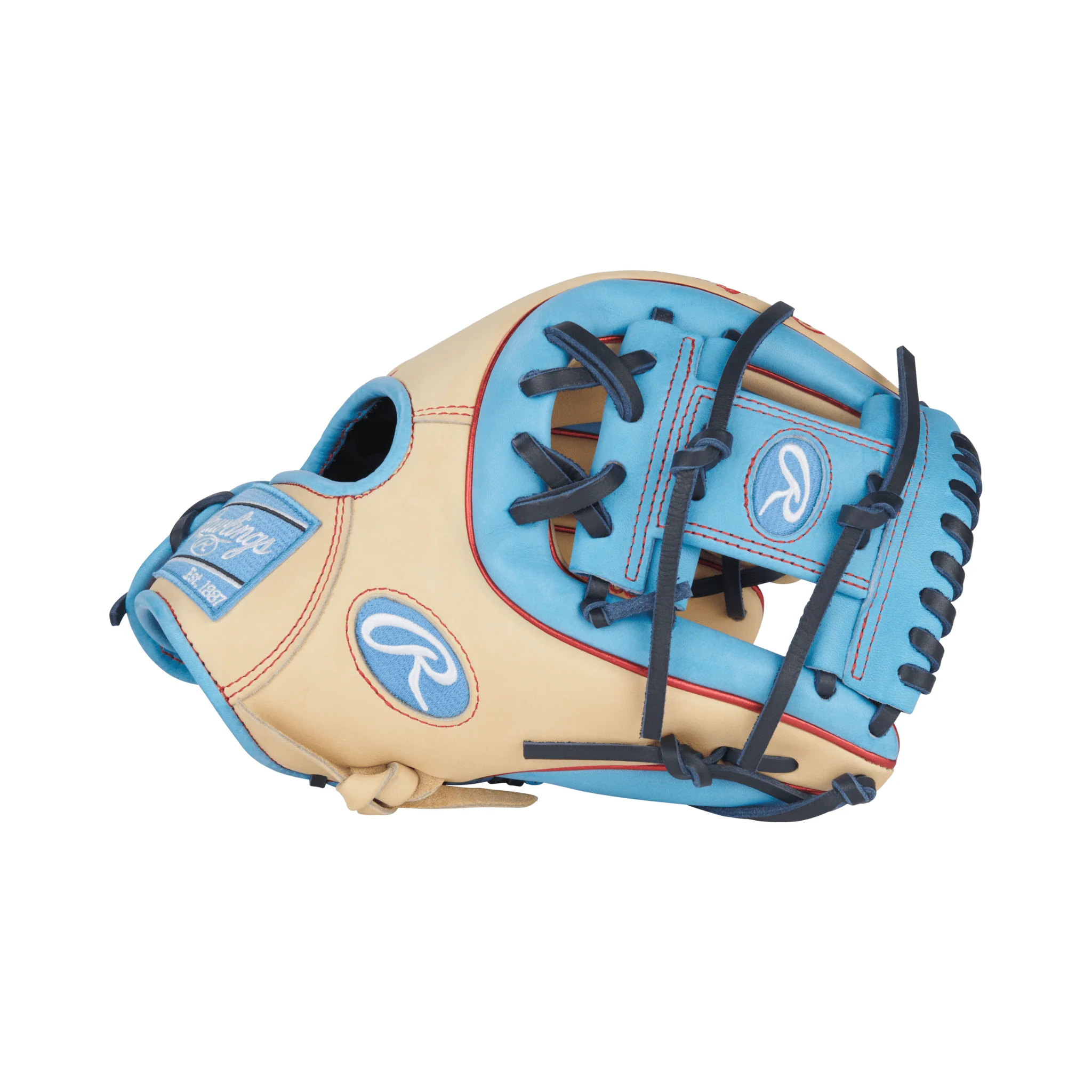 Rawlings Heart of the Hide Series Infield Baseball Glove 11.5" Camel/Columbia Blue - Image 4