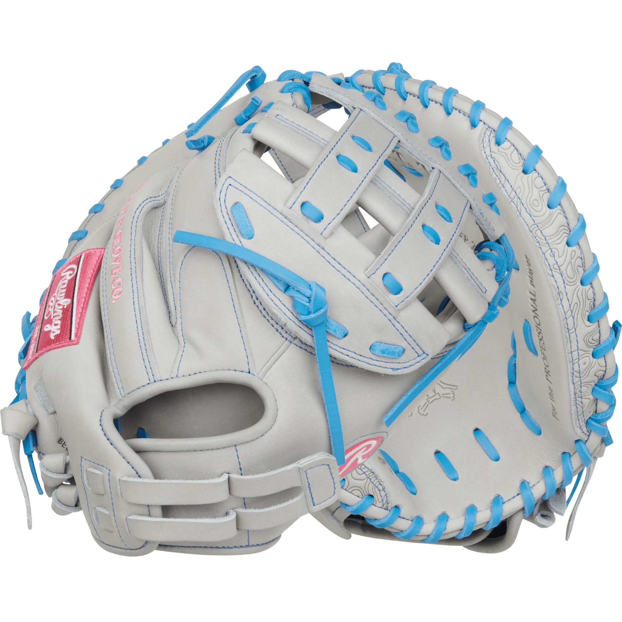 Rawlings Heart of the Hide Series Catchers Mitt Softball Glove 33" Gray/Col. Blue