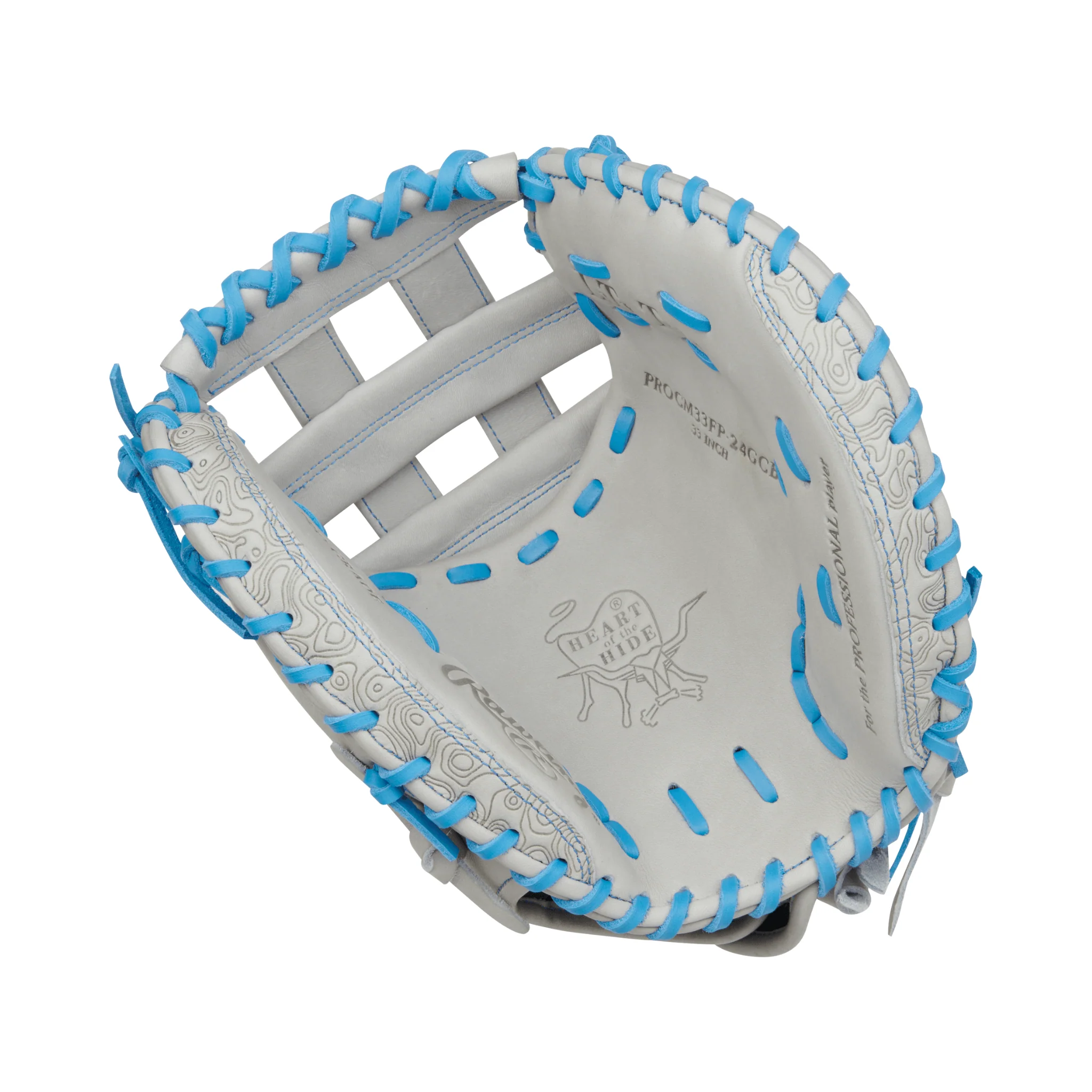 Rawlings Heart of the Hide Series Catchers Mitt Softball Glove 33" Gray/Col. Blue - Image 3
