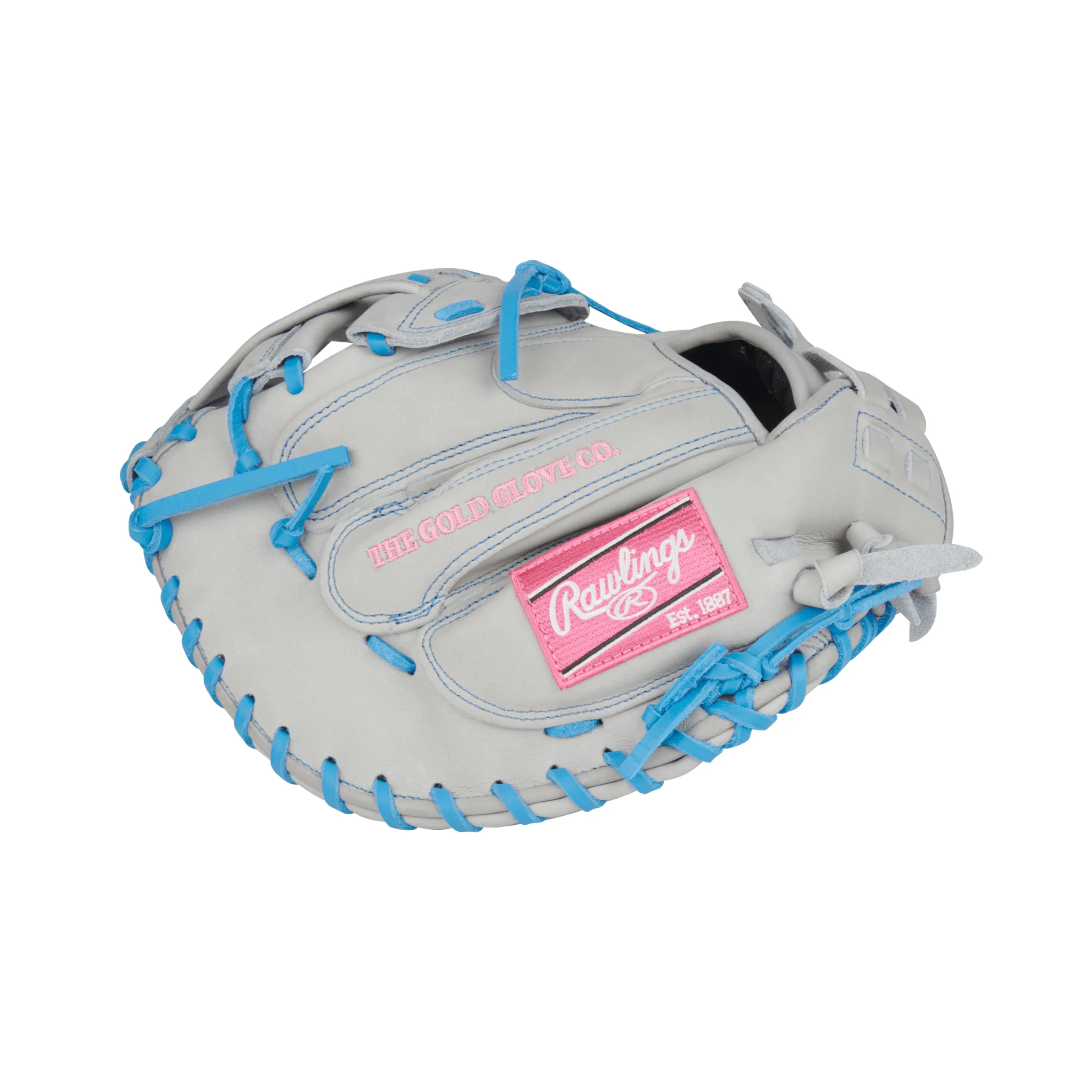 Rawlings Heart of the Hide Series Catchers Mitt Softball Glove 33" Gray/Col. Blue - Image 5
