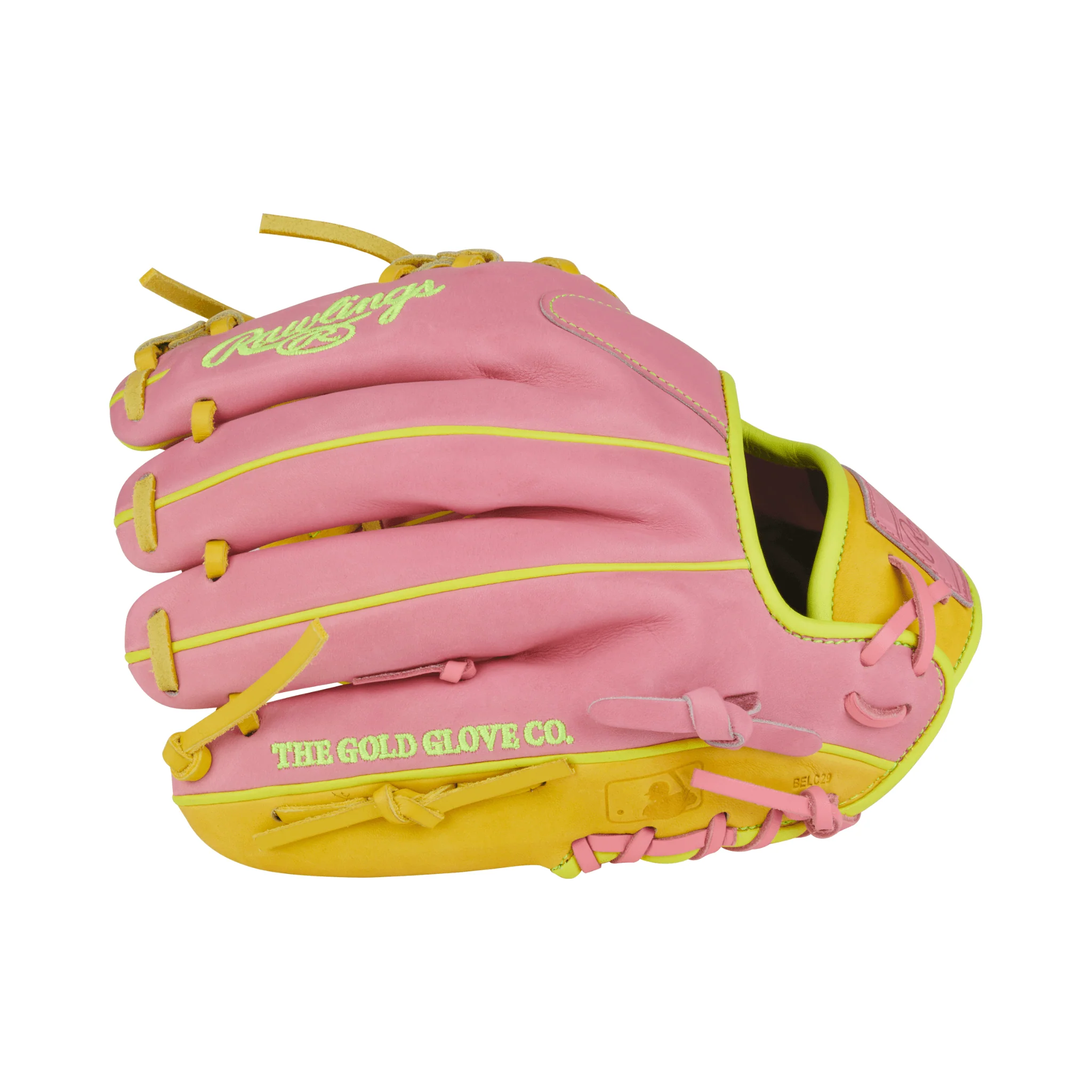 Rawlings Heart of the Hide Series Contour Fit Infield Baseball Glove 11.5" Pink/Yellow - Image 5