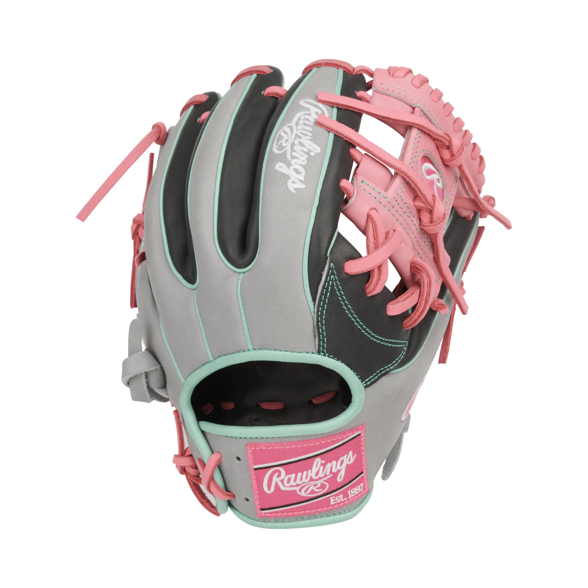 Rawlings Heart of the Hide Series Infield Baseball Glove 11.5" Dark Shadow/Gray/Pink - Image 2