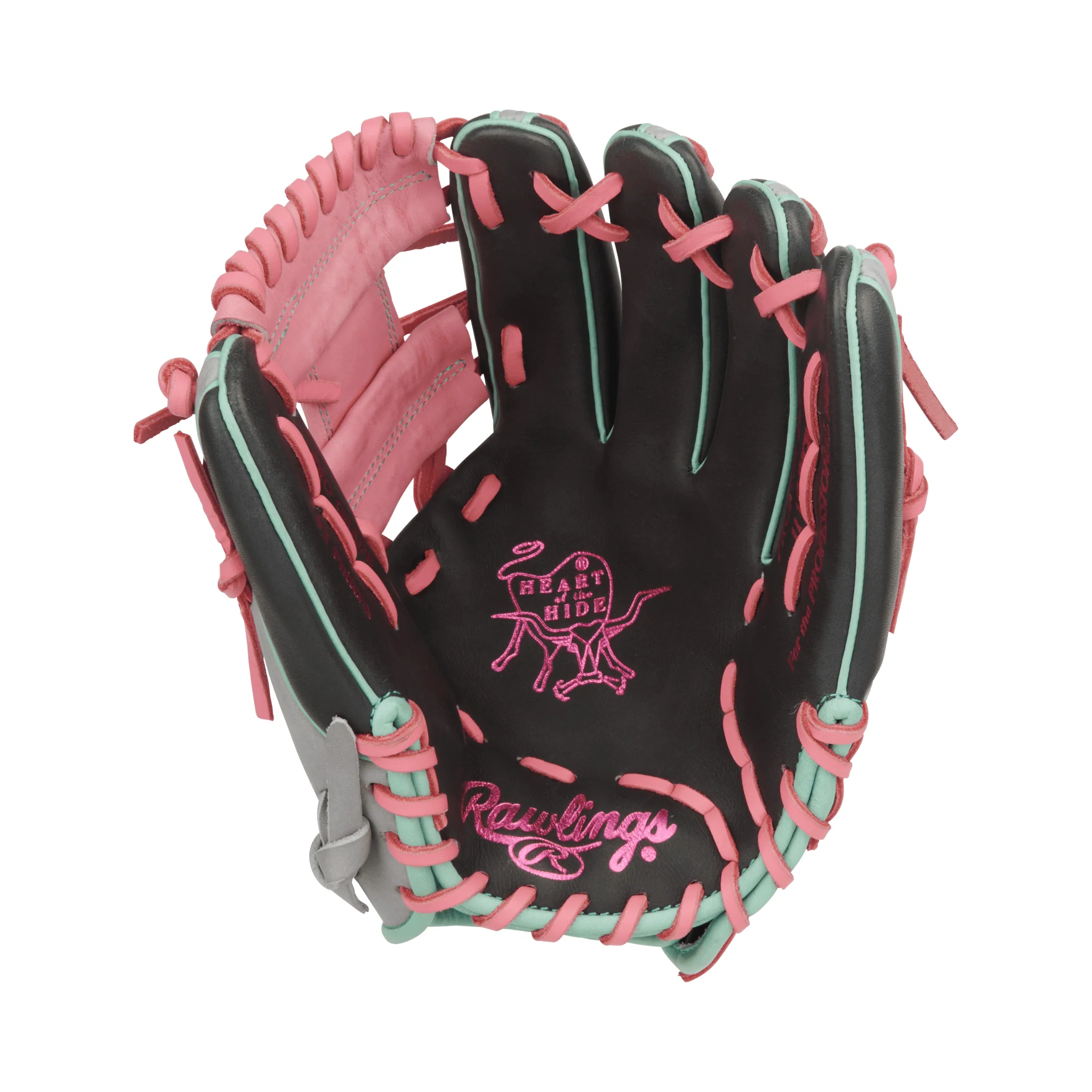 Rawlings Heart of the Hide Series Infield Baseball Glove 11.5" Dark Shadow/Gray/Pink - Image 3