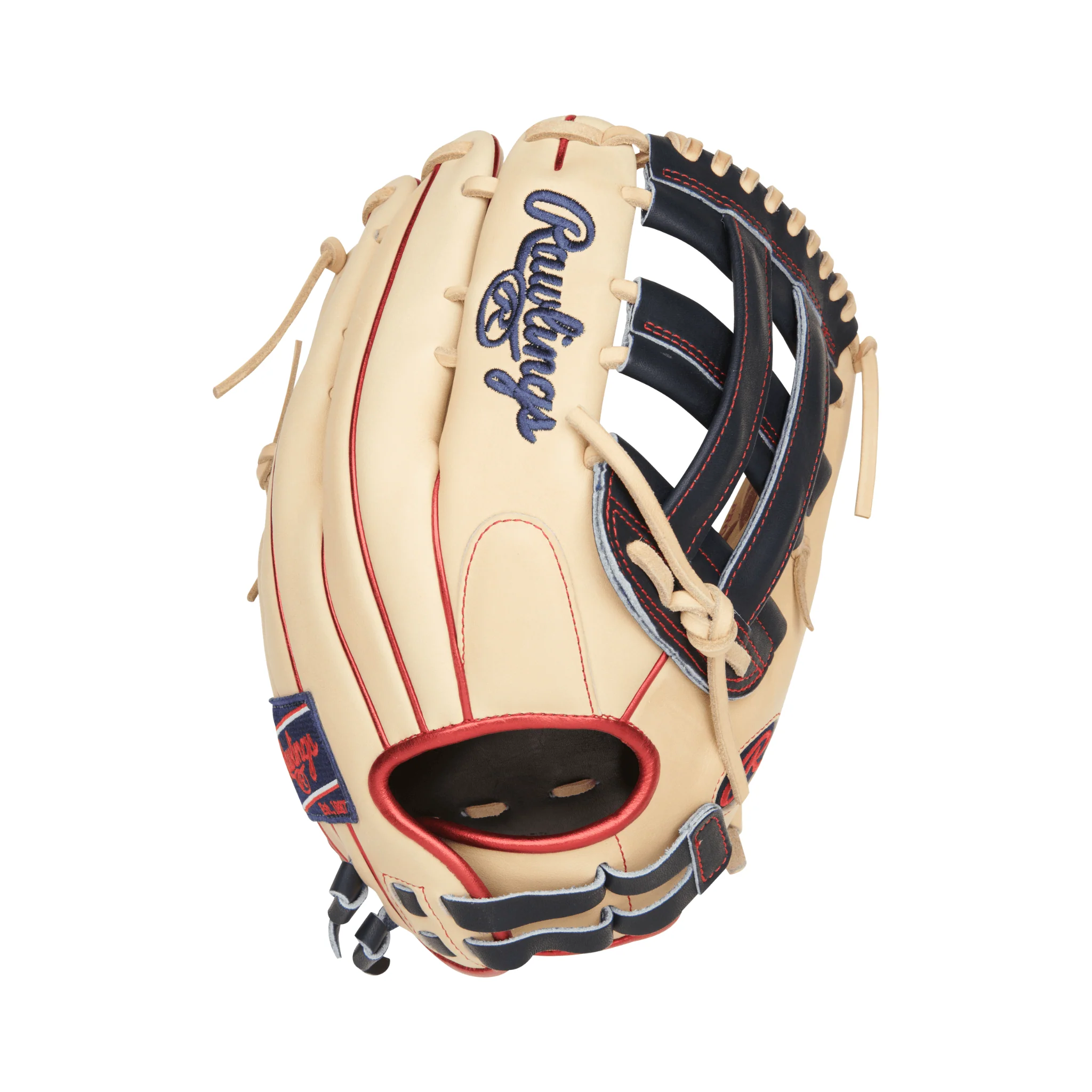 Rawlings Heart of the Hide Series Fastpitch Softball Glove 12.75" Camel/Navy - Image 2