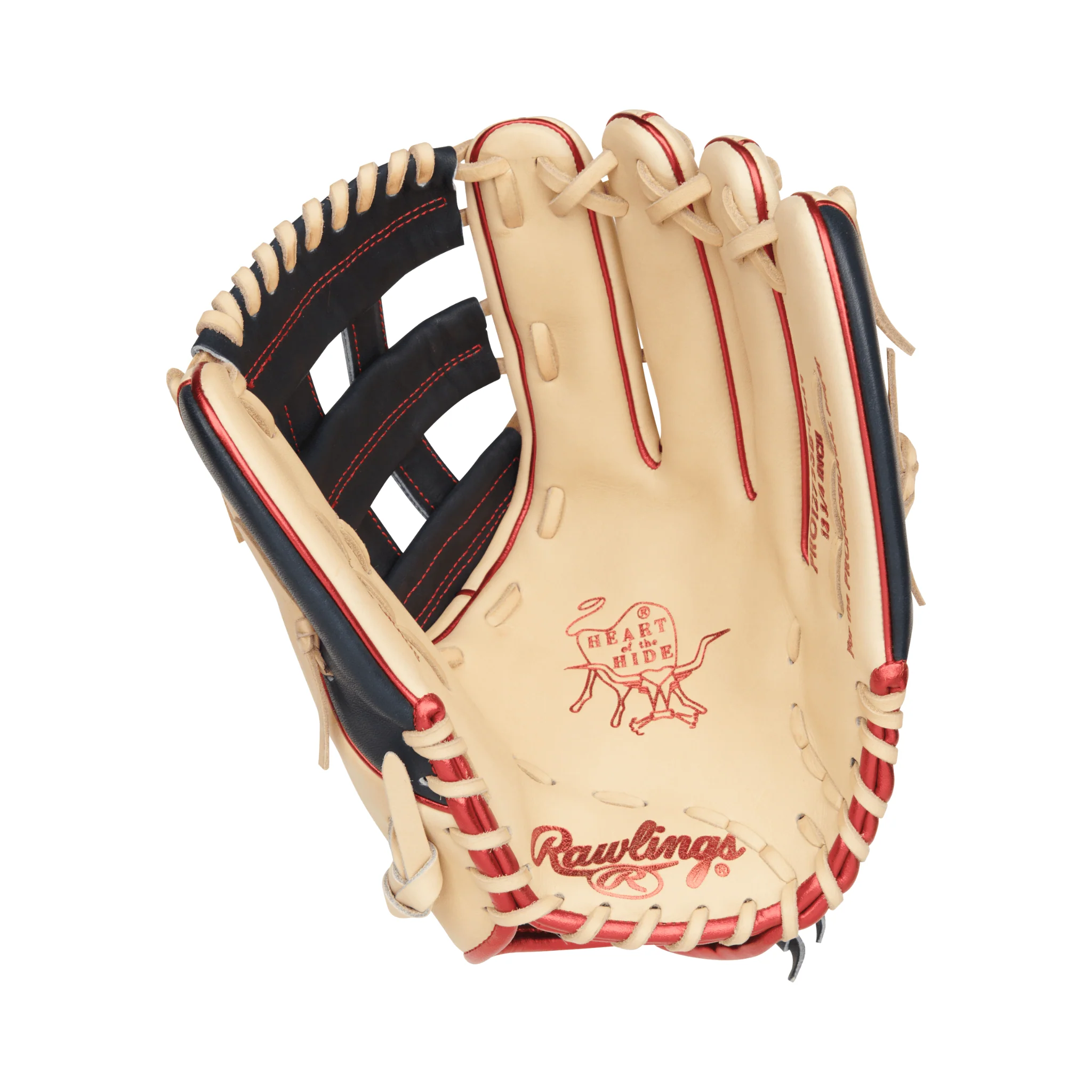 Rawlings Heart of the Hide Series Fastpitch Softball Glove 12.75" Camel/Navy - Image 3