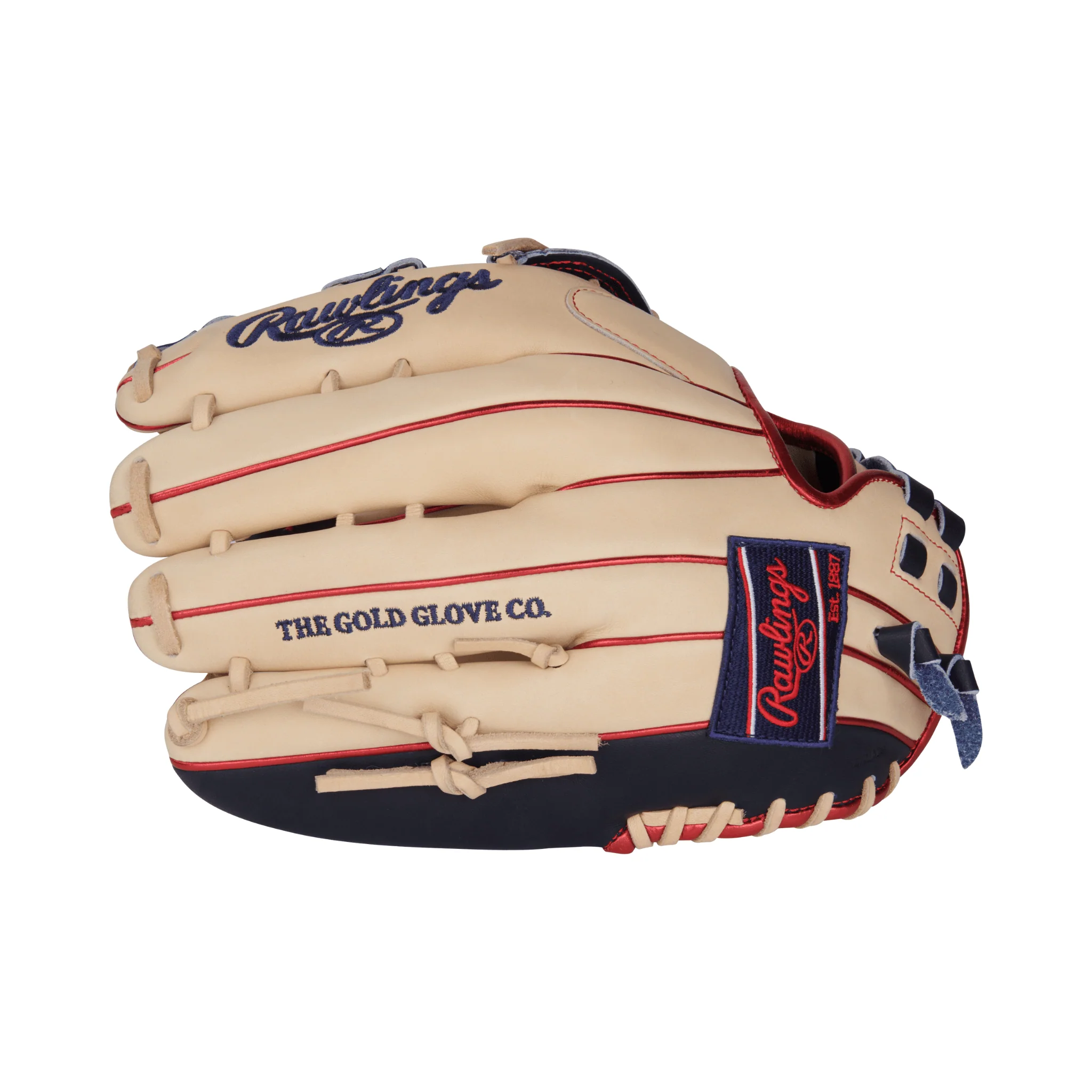 Rawlings Heart of the Hide Series Fastpitch Softball Glove 12.75" Camel/Navy - Image 4