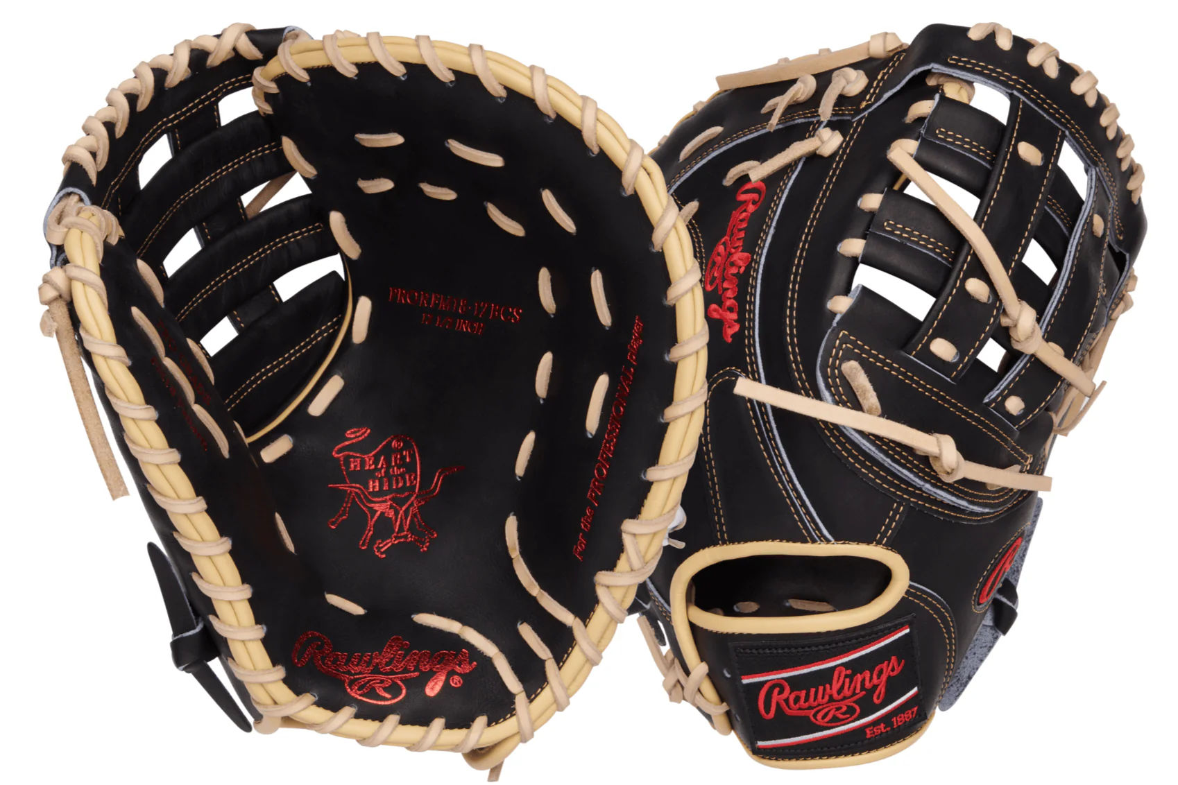 Rawlings Heart of the Hide Series First Base Mitt 12.5" - LHT - Black - Image 3