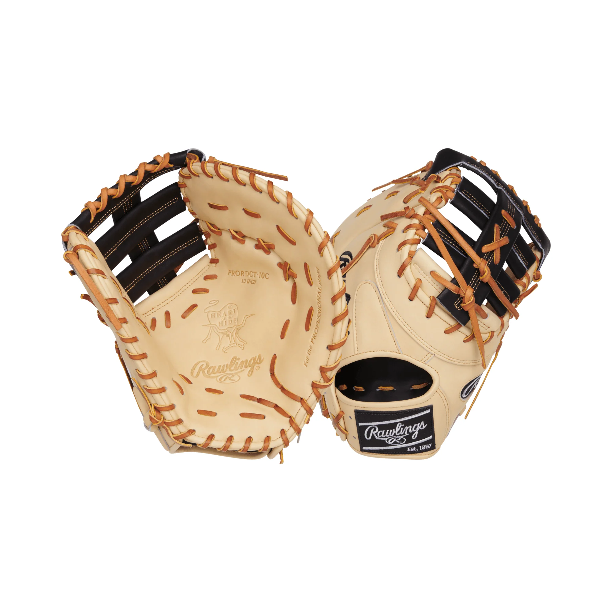 Rawlings Heart of the Hide Series First Base Mitt 13" - Camel/Black - LHT - Image 3