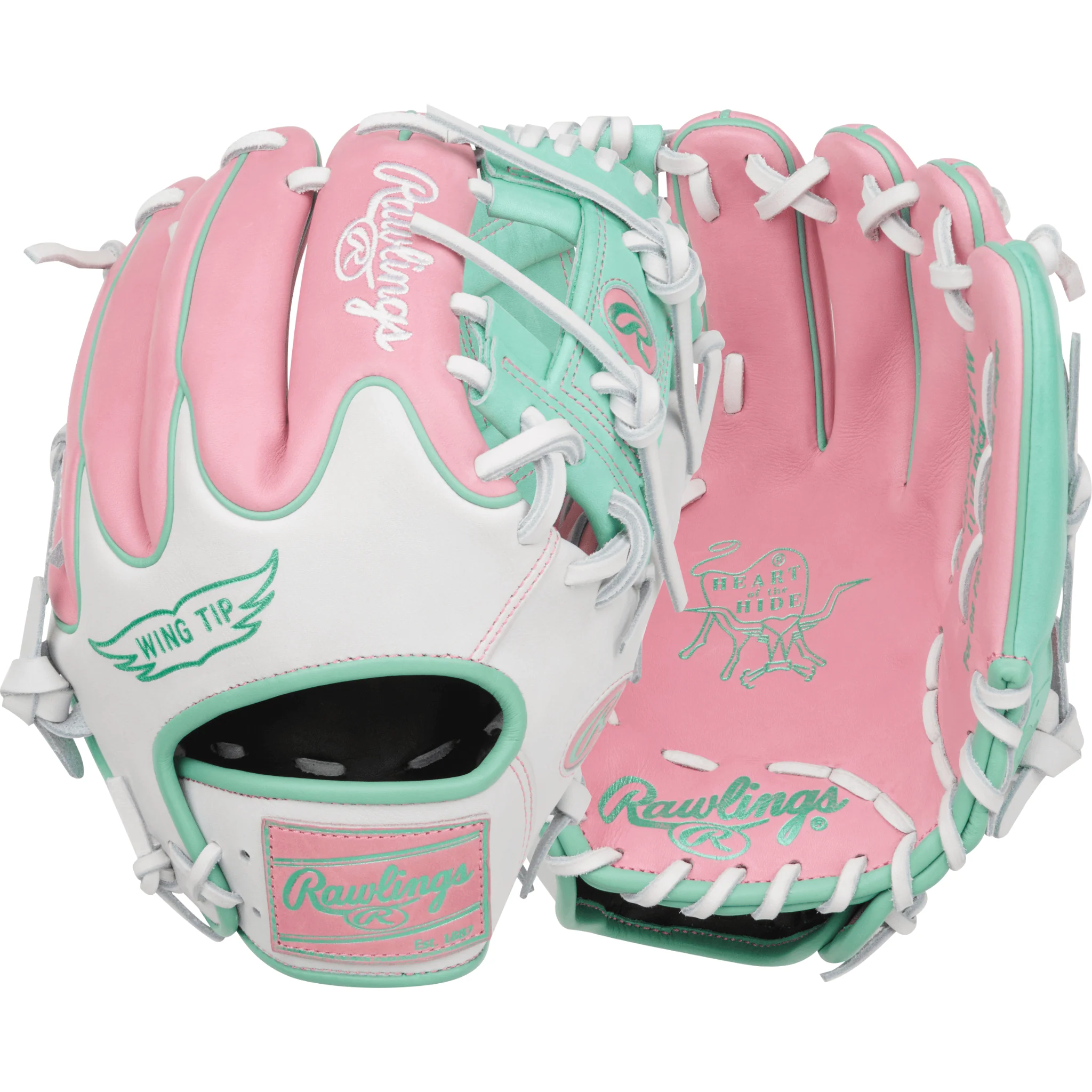 Rawlings Heart of the Hide Series Infield Baseball Glove 11.5" Pink/White/Mint