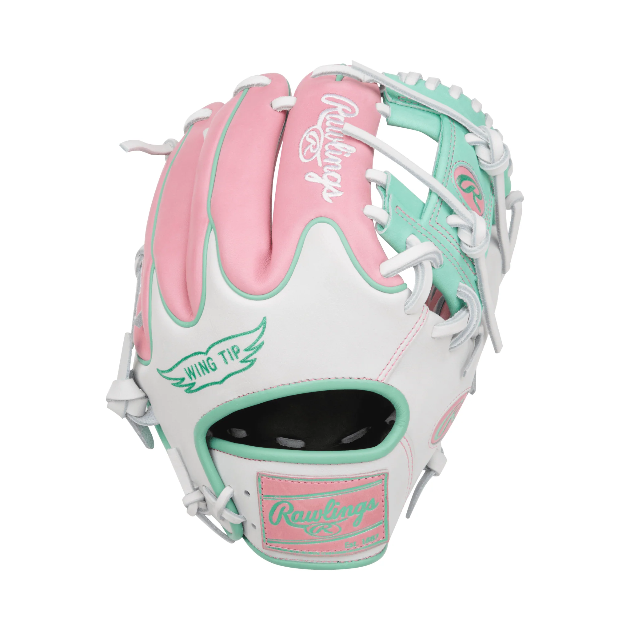 Rawlings Heart of the Hide Series Infield Baseball Glove 11.5" Pink/White/Mint - Image 2