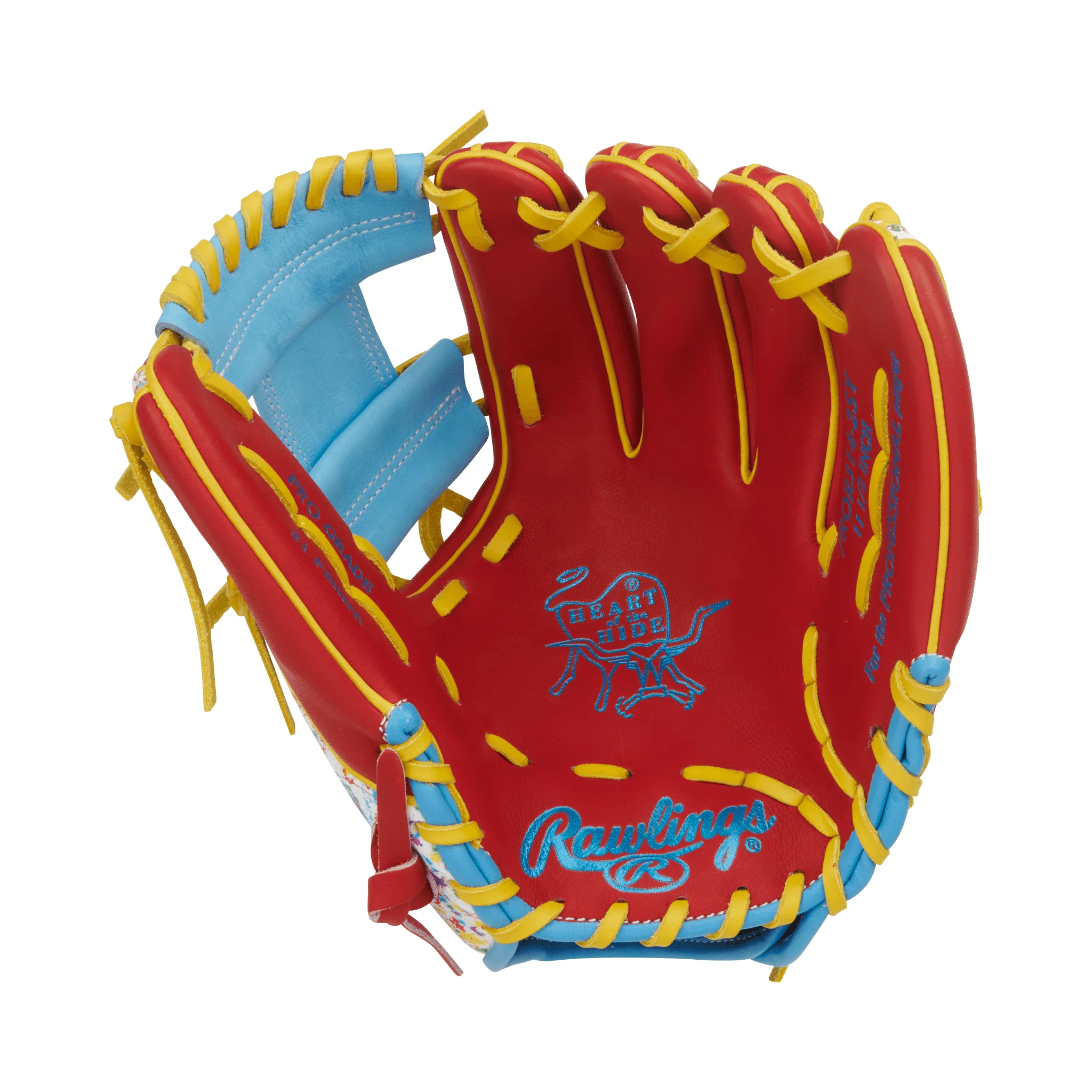 Rawlings Heart of the Hide Series Infield Baseball Glove 11.5" Scarlet/Splatter - Image 3