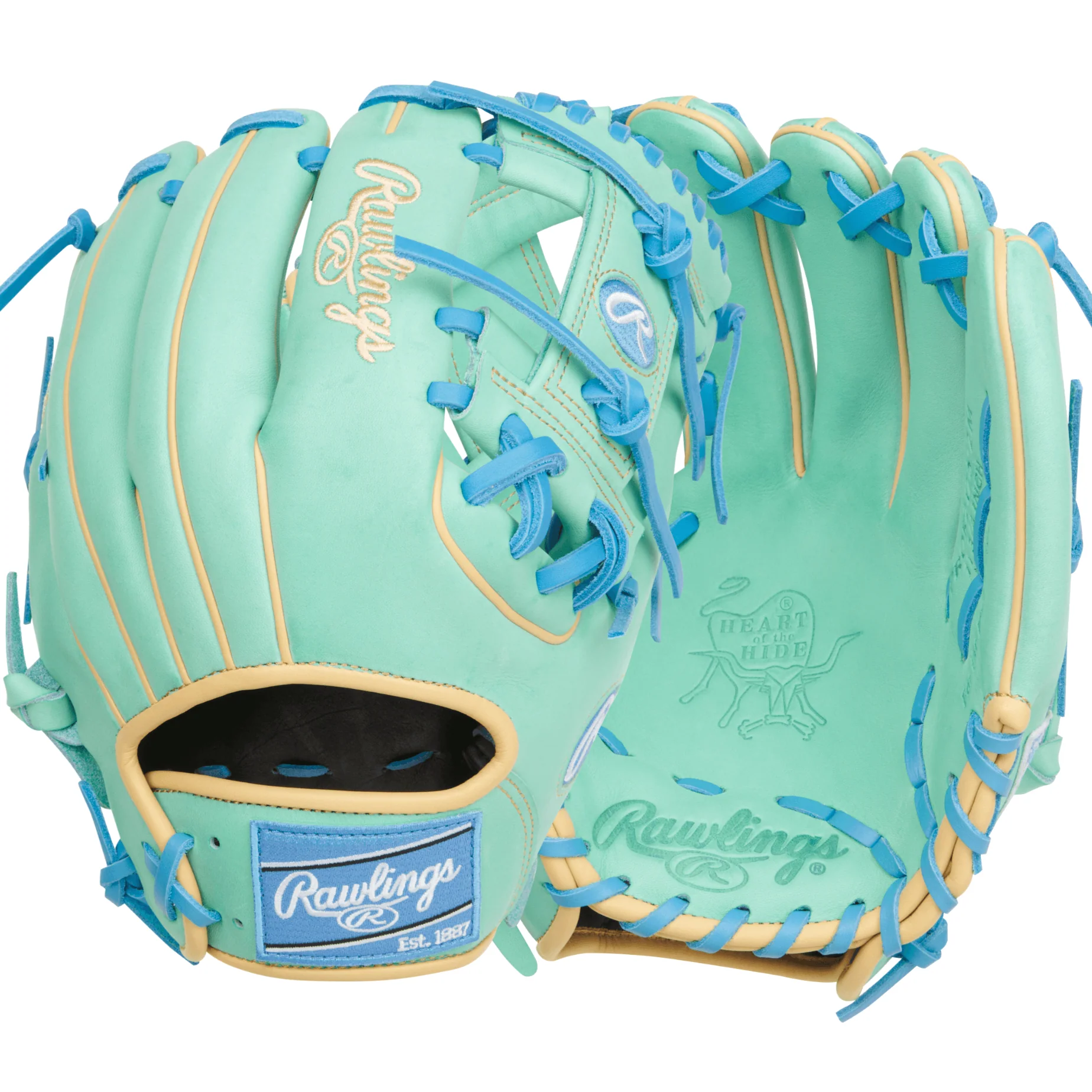 Rawlings Heart of the Hide Series Infield Baseball Glove 11.75" Mint/Col. Blue