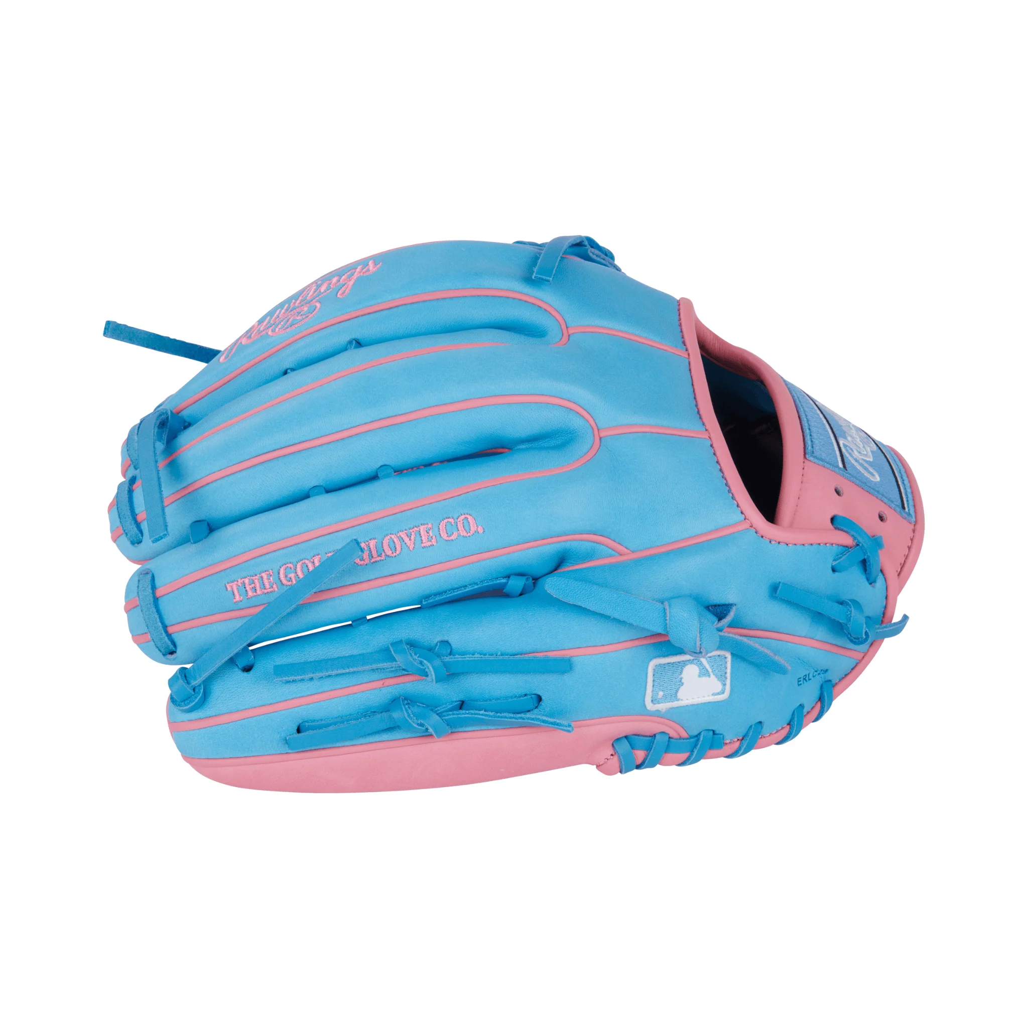 Rawlings Heart of the Hide Series Modified Trap Outfield Baseball Glove 12.75" Col. Blue/Pink RHT - Image 5