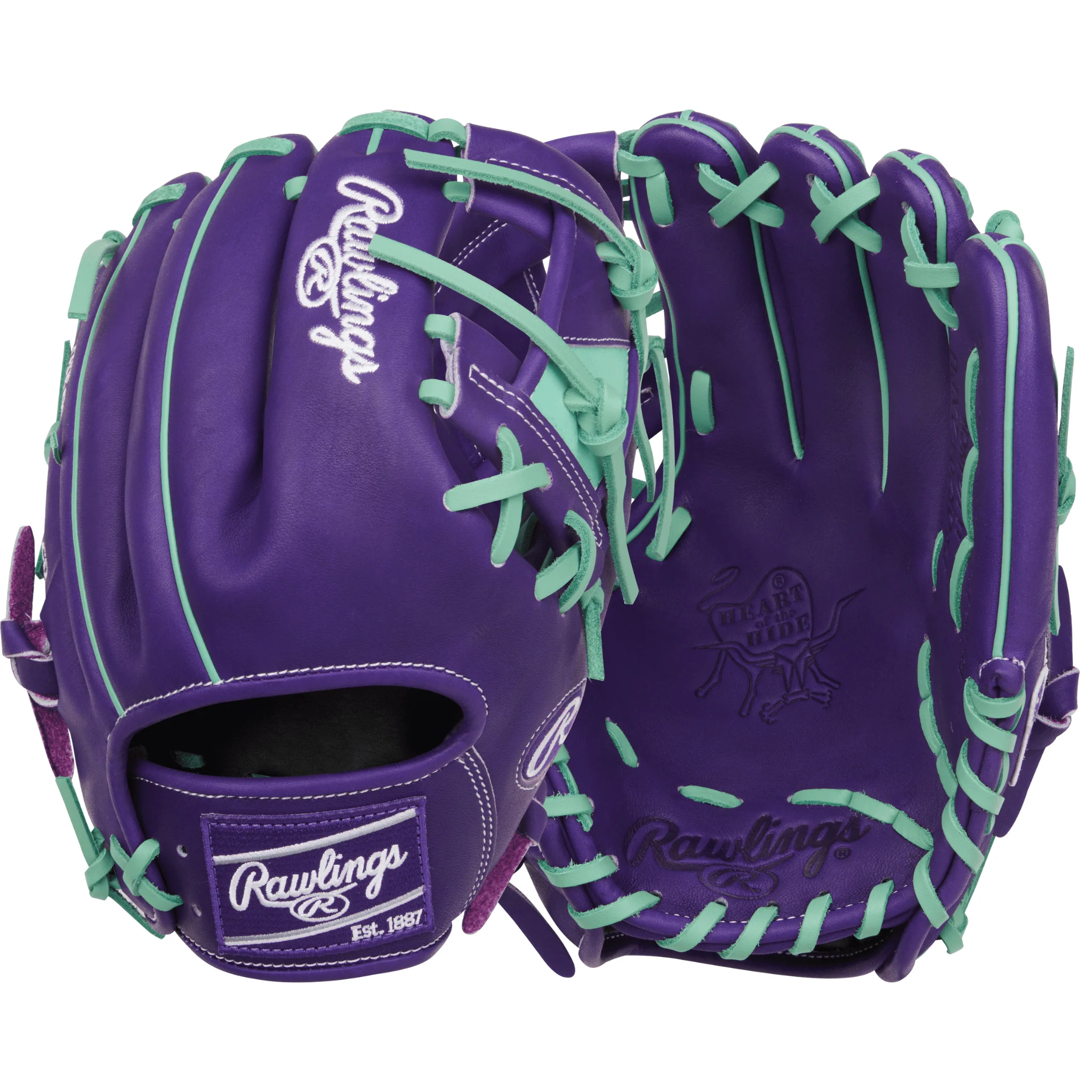 Rawlings Heart of the Hide Series Infield Baseball Glove 11.5" Purple/Mint
