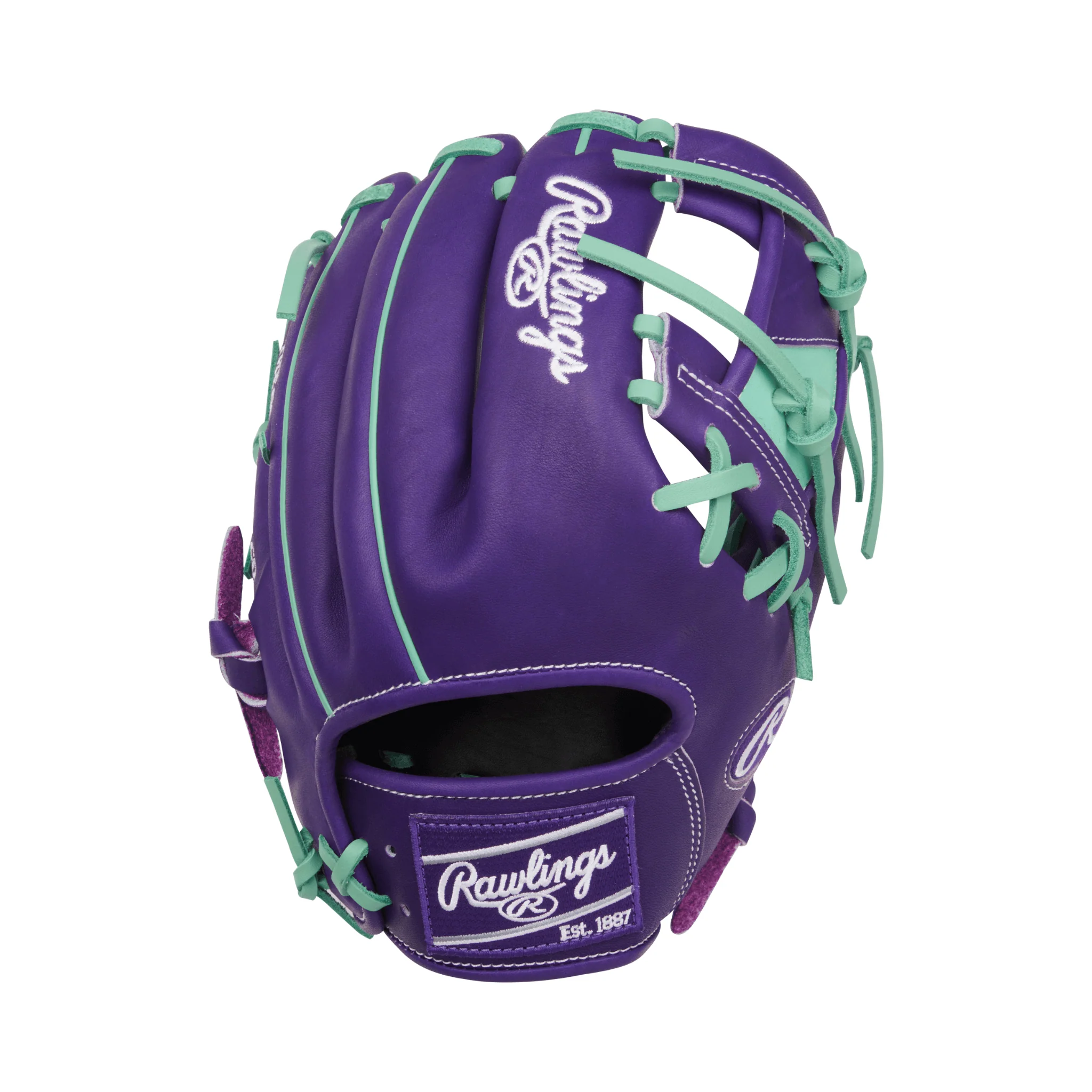 Rawlings Heart of the Hide Series Infield Baseball Glove 11.5" Purple/Mint - Image 2