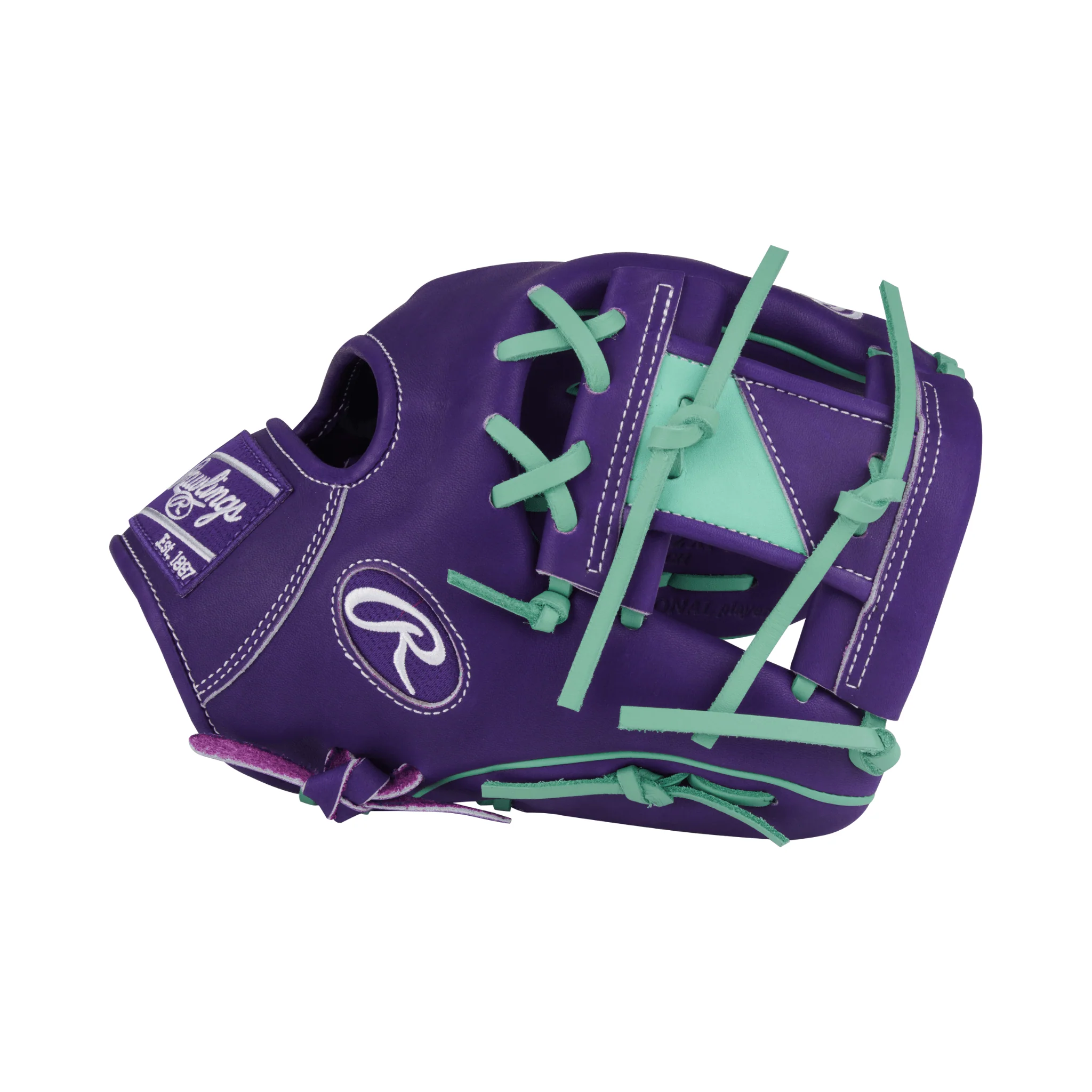 Rawlings Heart of the Hide Series Infield Baseball Glove 11.5" Purple/Mint - Image 4