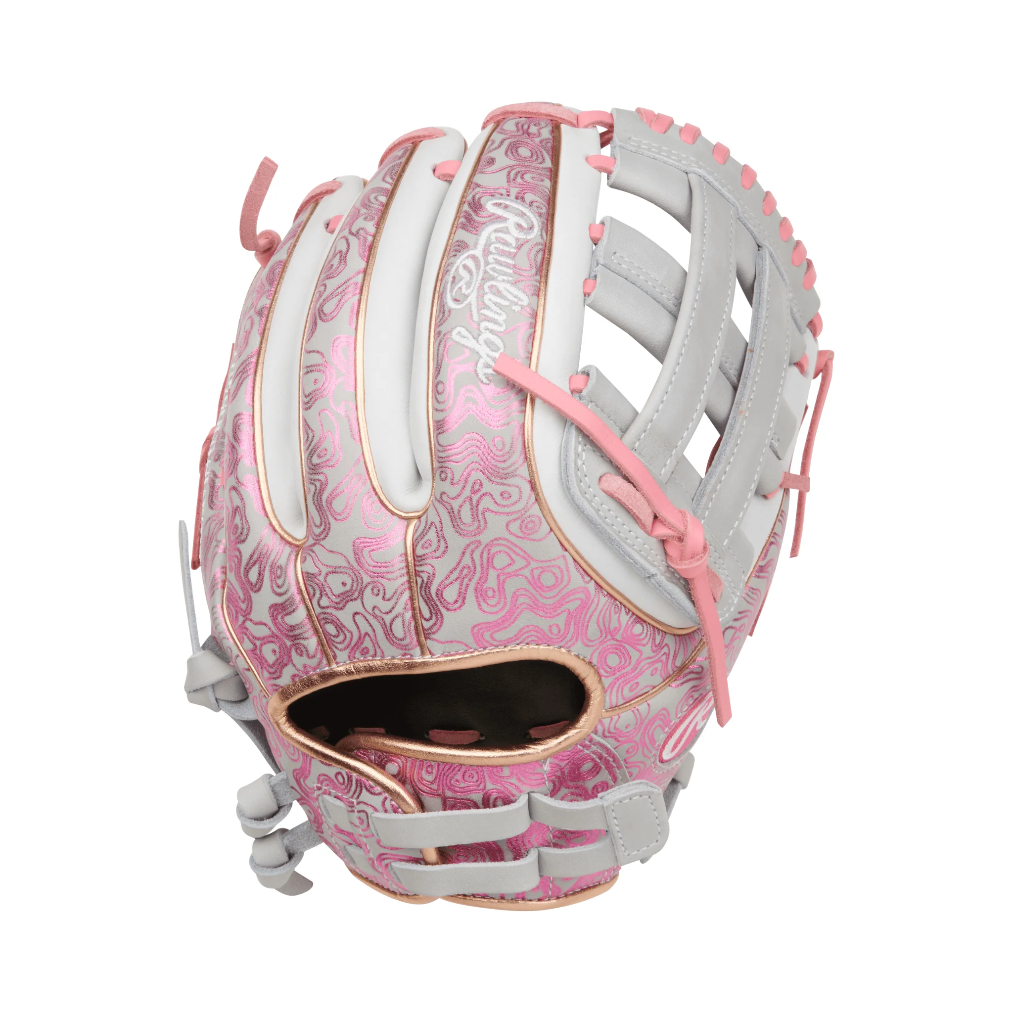 Rawlings Heart of the Hide Series Softball Glove 11.75" Gray/Pink - Image 2