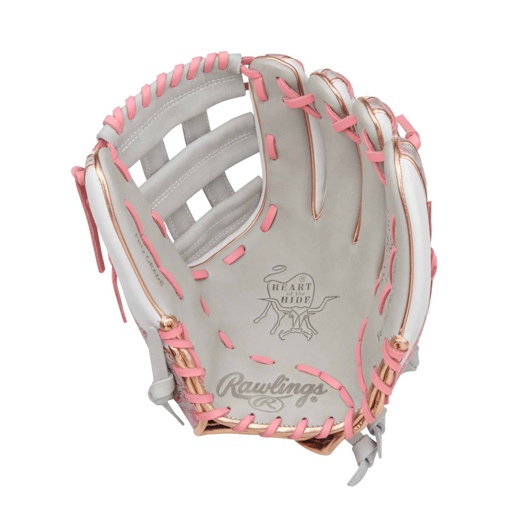 Rawlings Heart of the Hide Series Softball Glove 11.75" Gray/Pink - Image 3