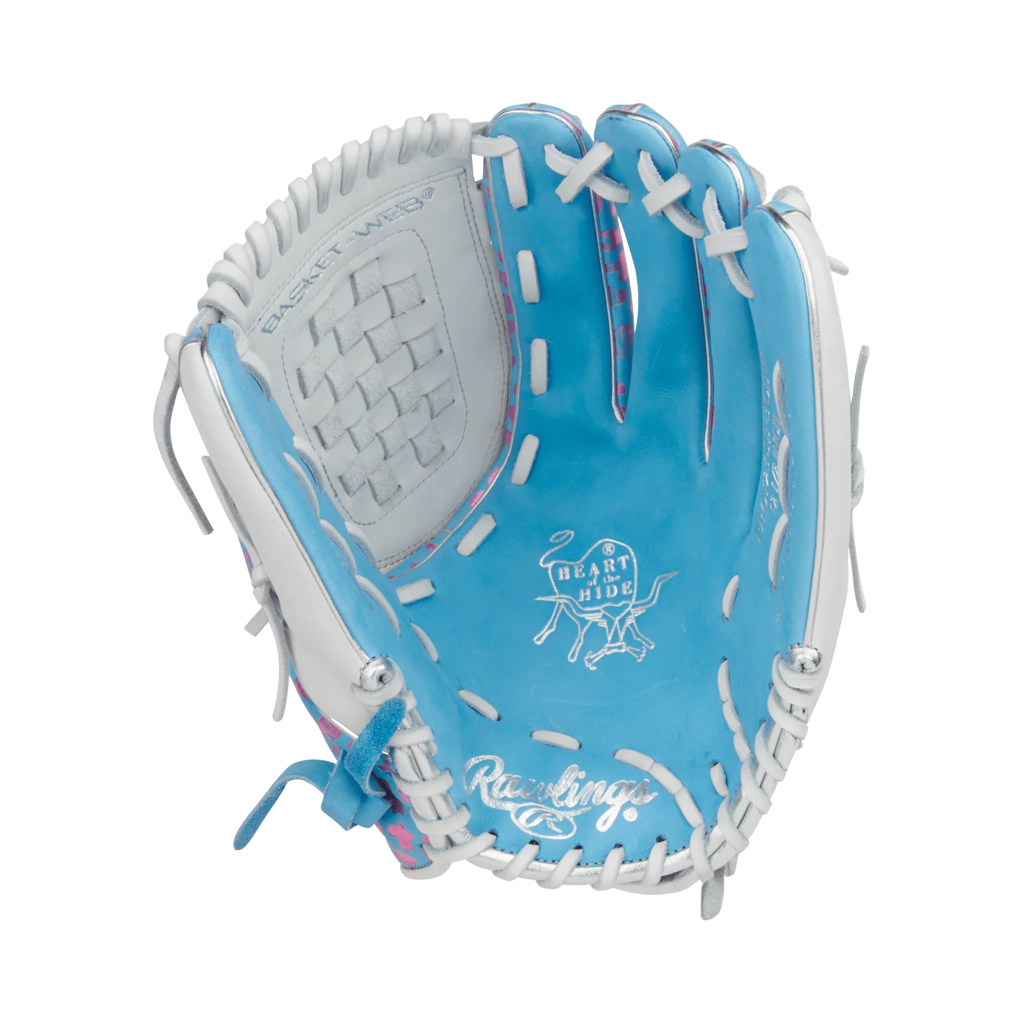 Rawlings Heart of the Hide Series Softball Glove 12.5" Col. Blue/White/Pink - Image 3