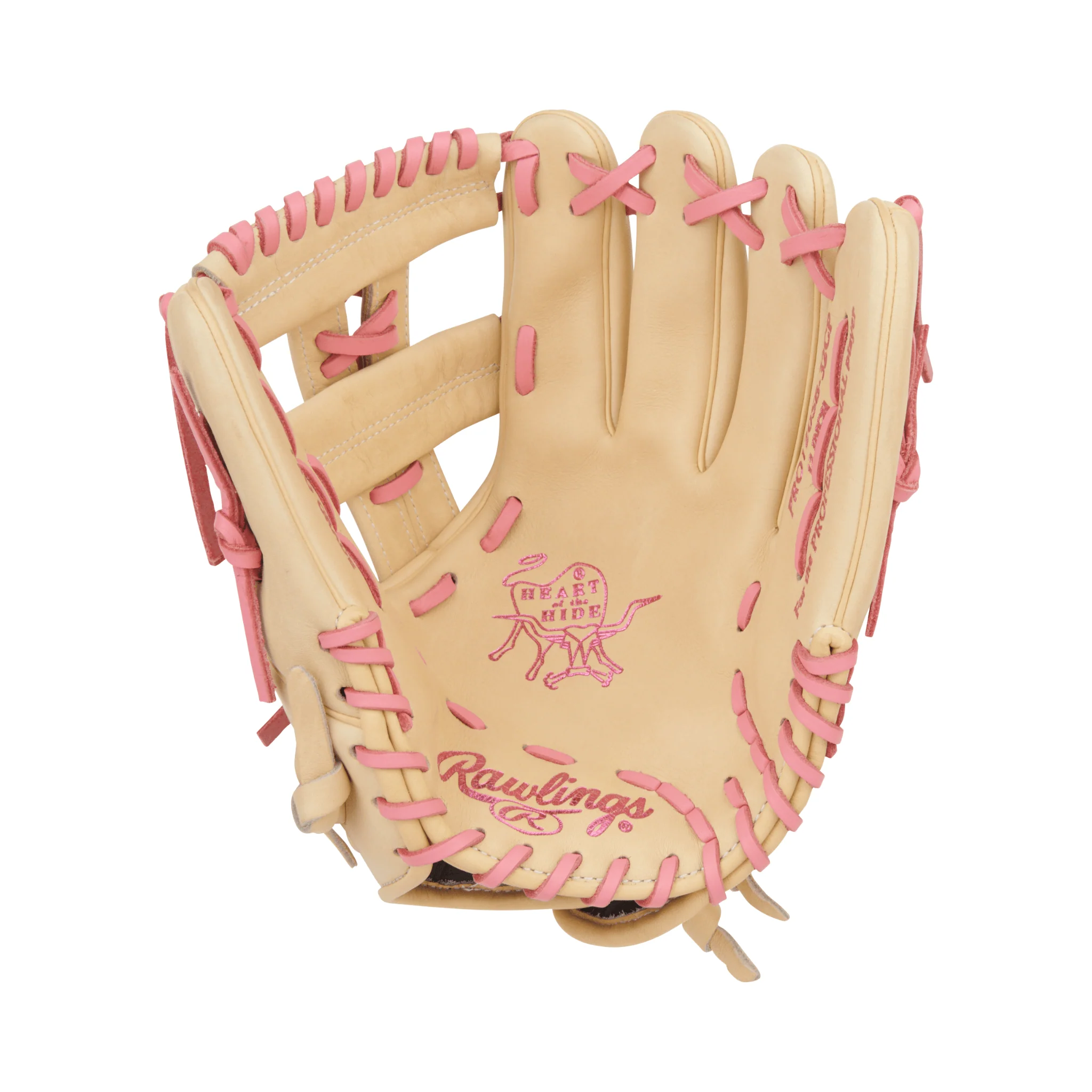 Rawlings Heart of the Hide Series Softball Glove 12" Camel/Pink - Image 3
