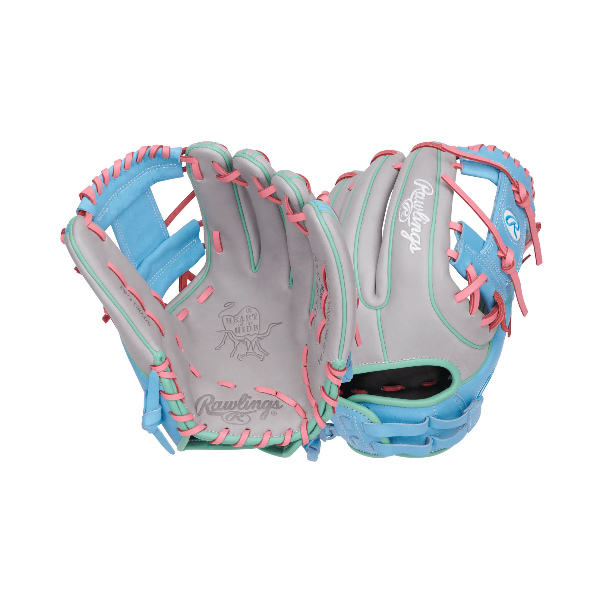 Rawlings Heart of The Hide Series Softball Gray/Col. Blue 12" - Image 4