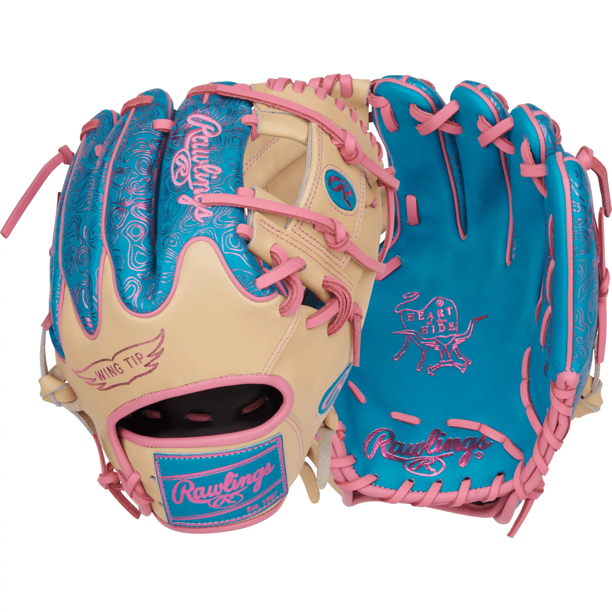 Rawlings Vibrant Series Heart of the Hide 11.5" Teal/Camel/Pink