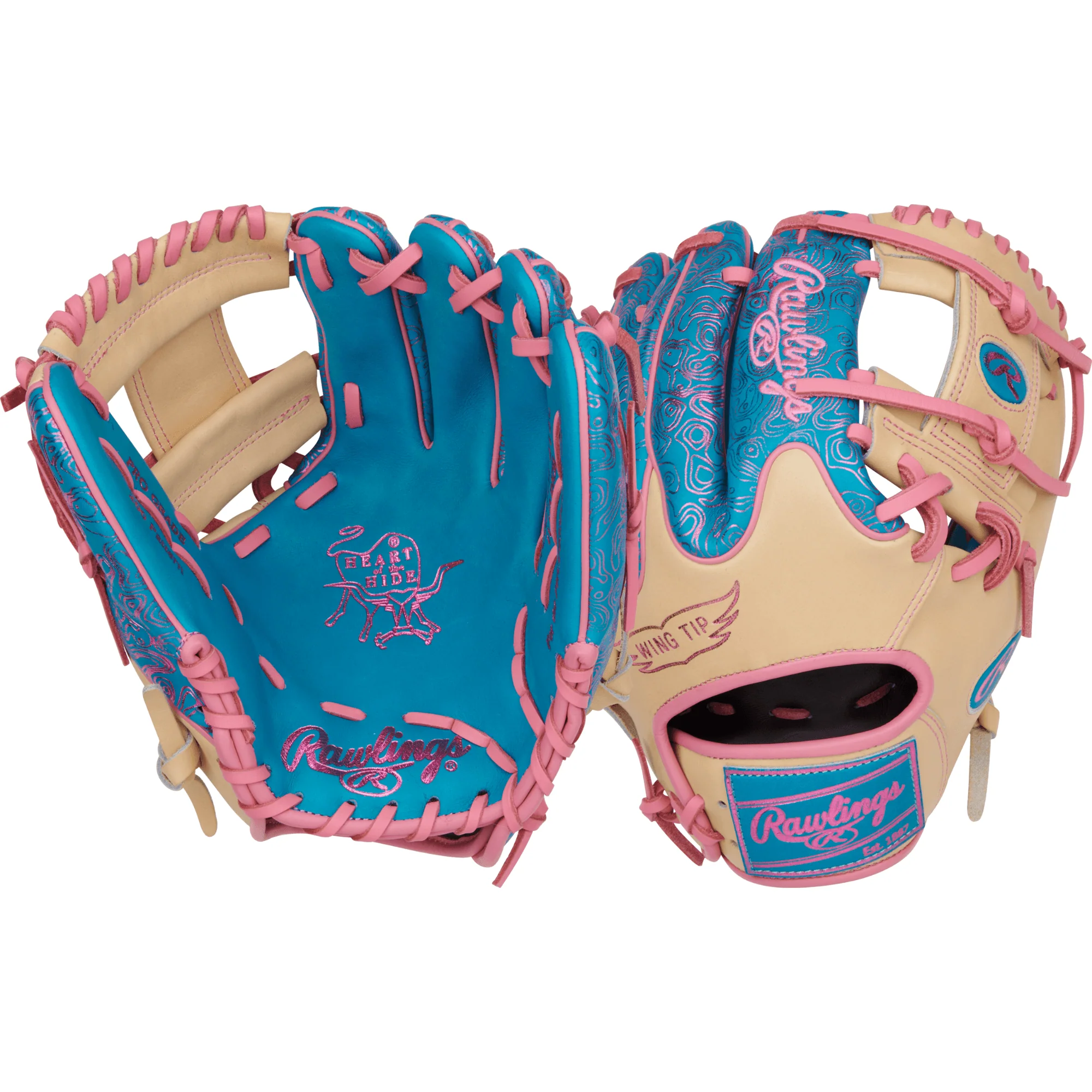 Rawlings Vibrant Series Heart of the Hide 11.5" Teal/Camel/Pink - Image 6