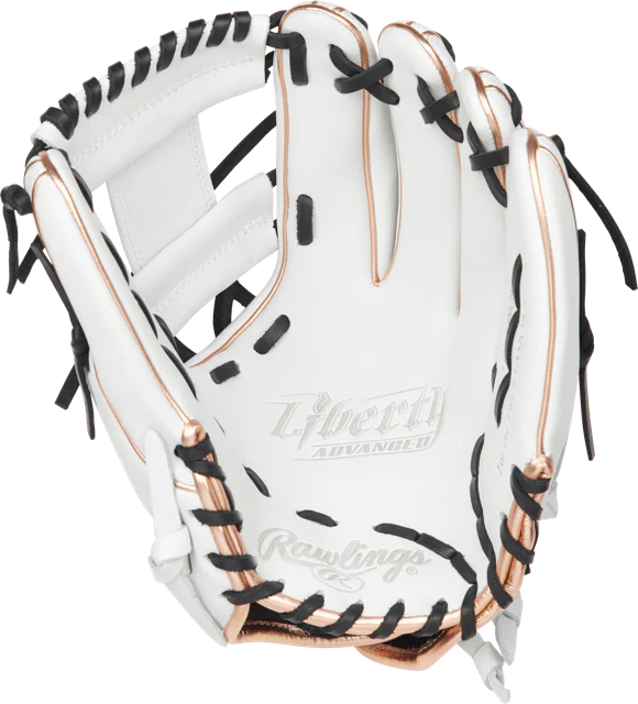 Rawlings Liberty Advanced Fastpitch Infield Glove 11 3/4 White/Black/Rose Gold - Image 2