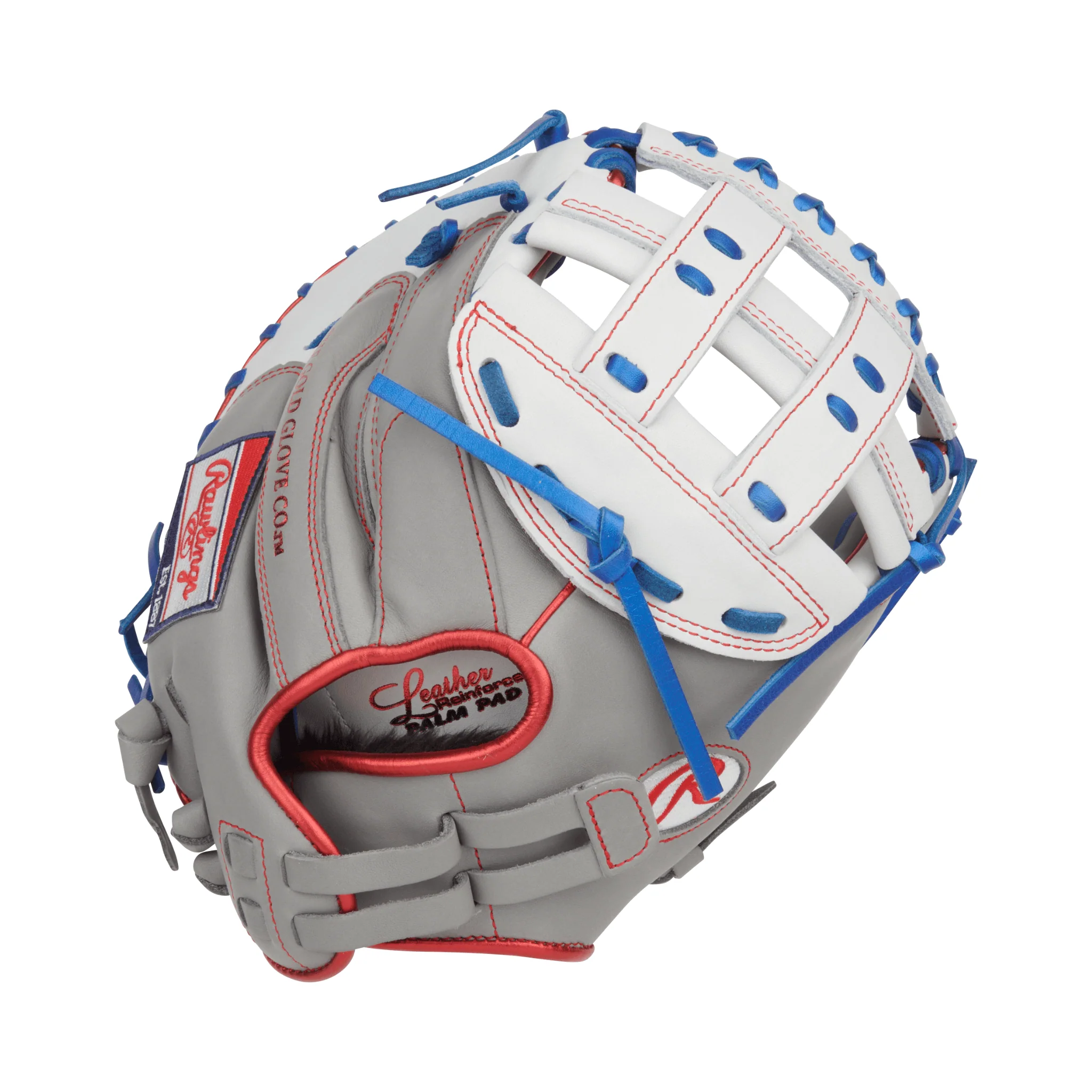 Rawlings Liberty Advanced Softball Catchers Mitt 33" Gray/White/Royal - Image 2