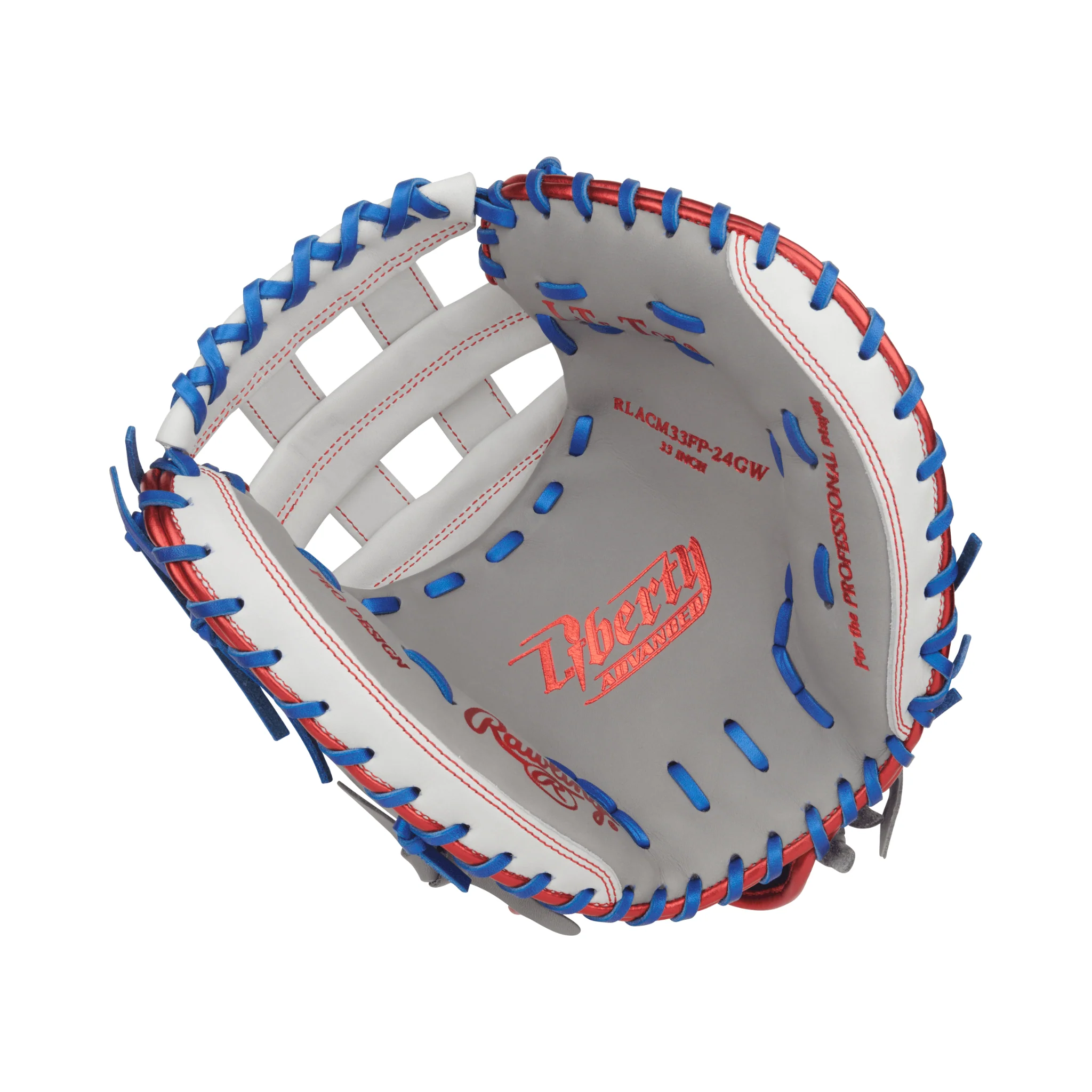 Rawlings Liberty Advanced Softball Catchers Mitt 33" Gray/White/Royal - Image 3