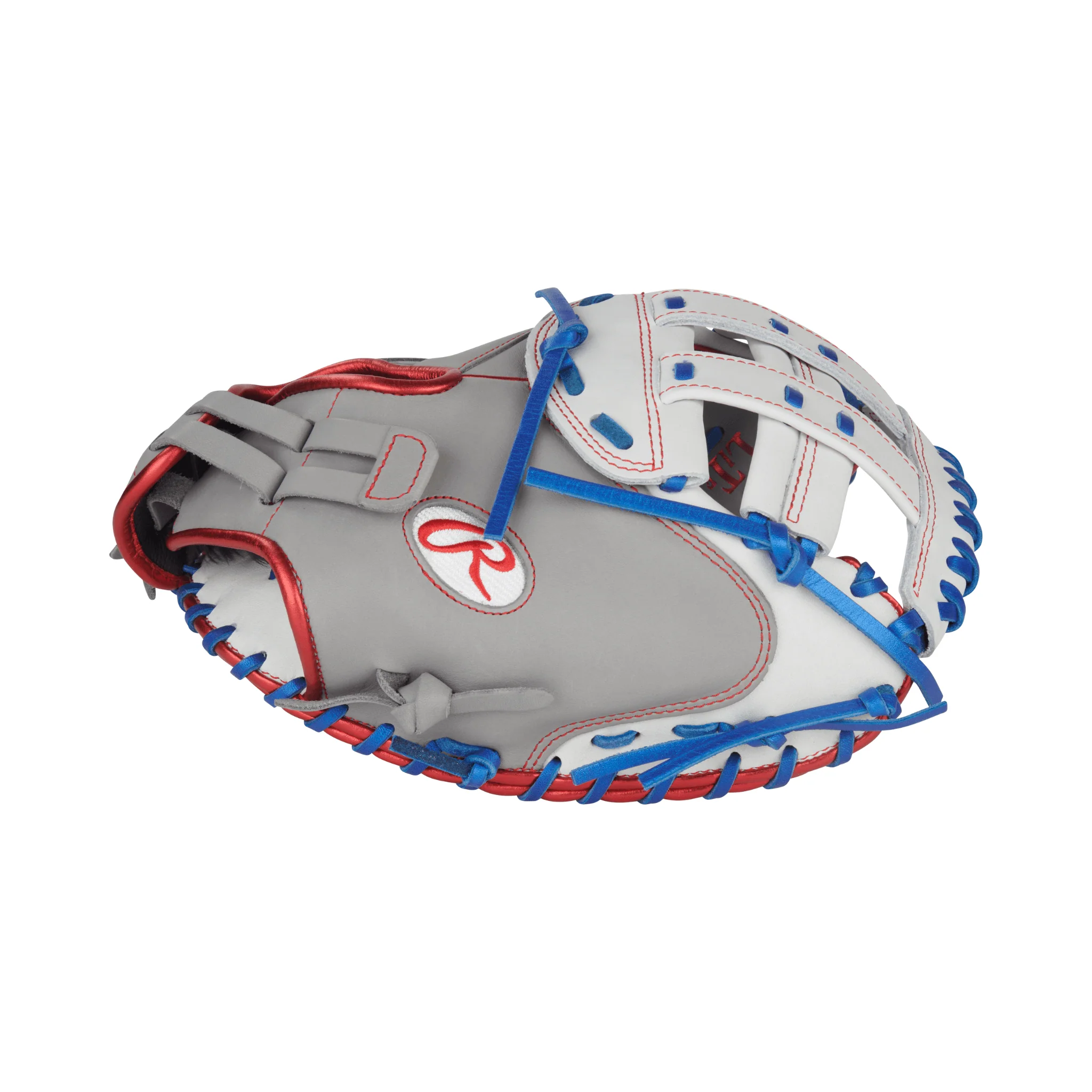 Rawlings Liberty Advanced Softball Catchers Mitt 33" Gray/White/Royal - Image 4