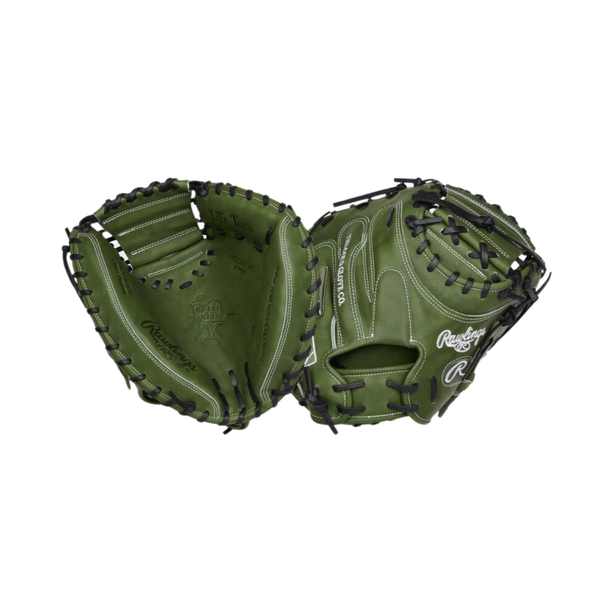 Rawlings Military Green Heart of the Hide 34" Catchers Mitt - Image 4