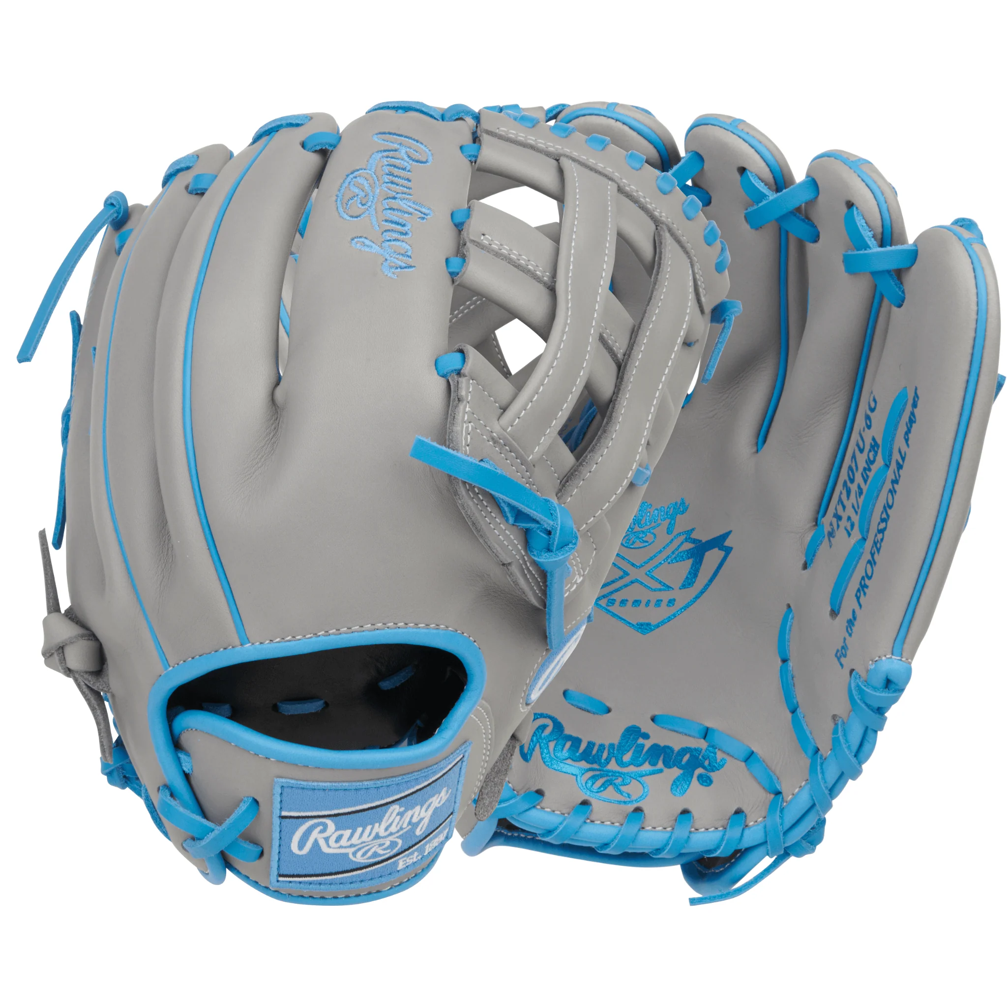 Rawlings NXT Series ContoUR Fit Utility Baseball Glove 12.25" Gray/Columbia Blue