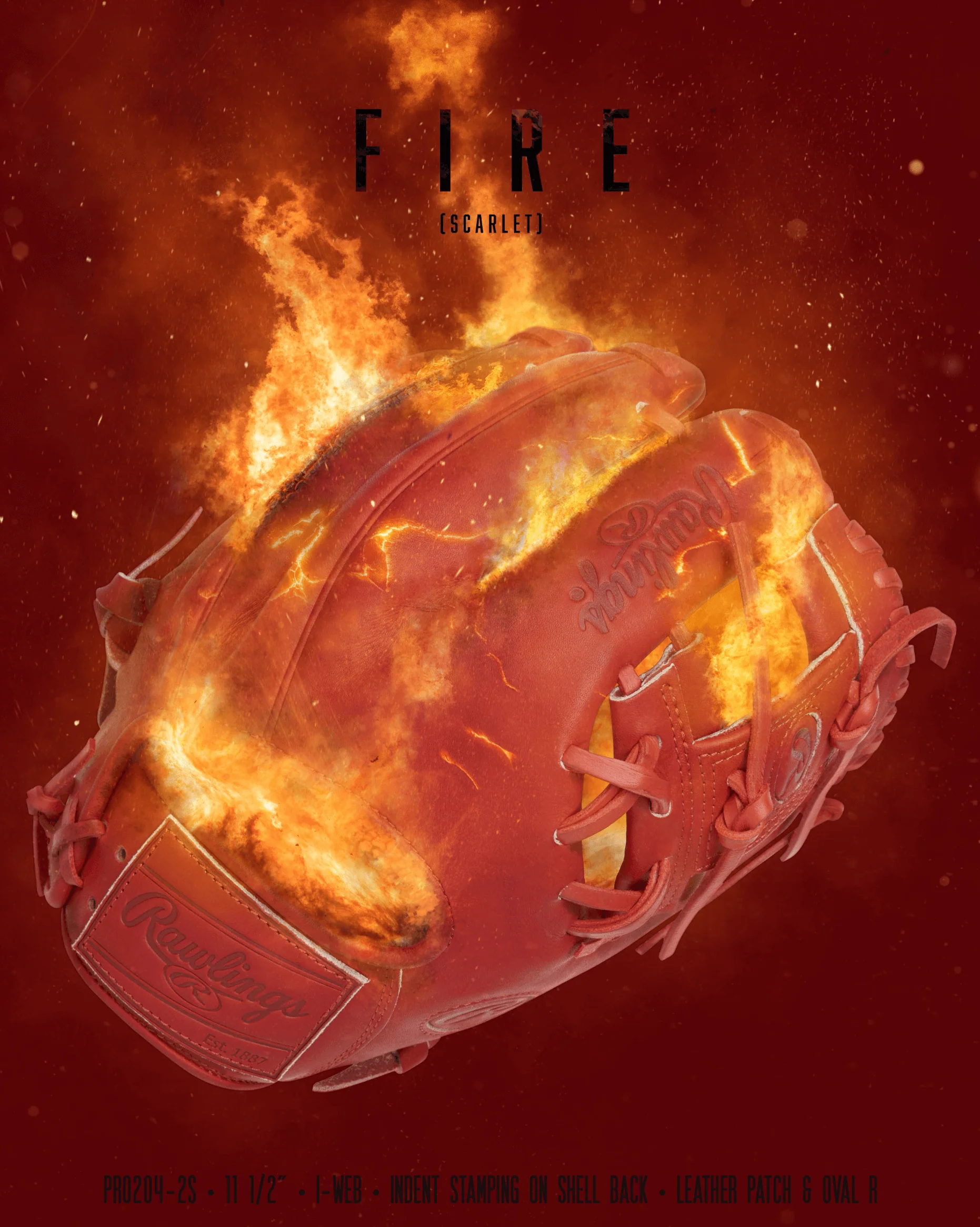 Rawlings Pro Label Element Series 2.0 Fire 11.5" Infield Glove Scarlet - Image 8