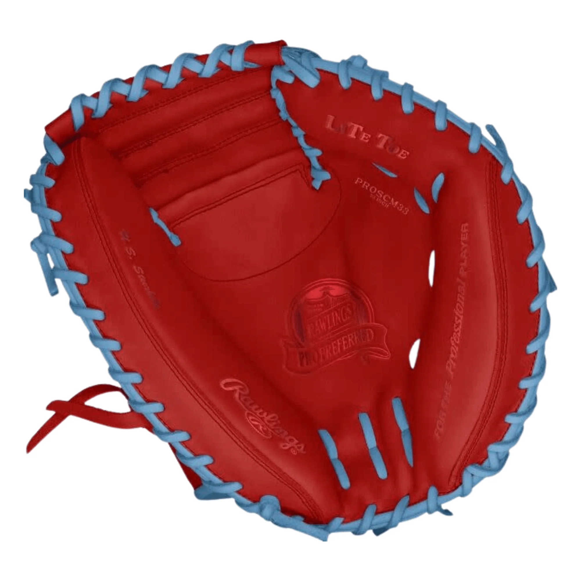 Rawlings Pro Preferred Custom ProSCM33 Catchers 33" Red/Sky Blue - Image 2