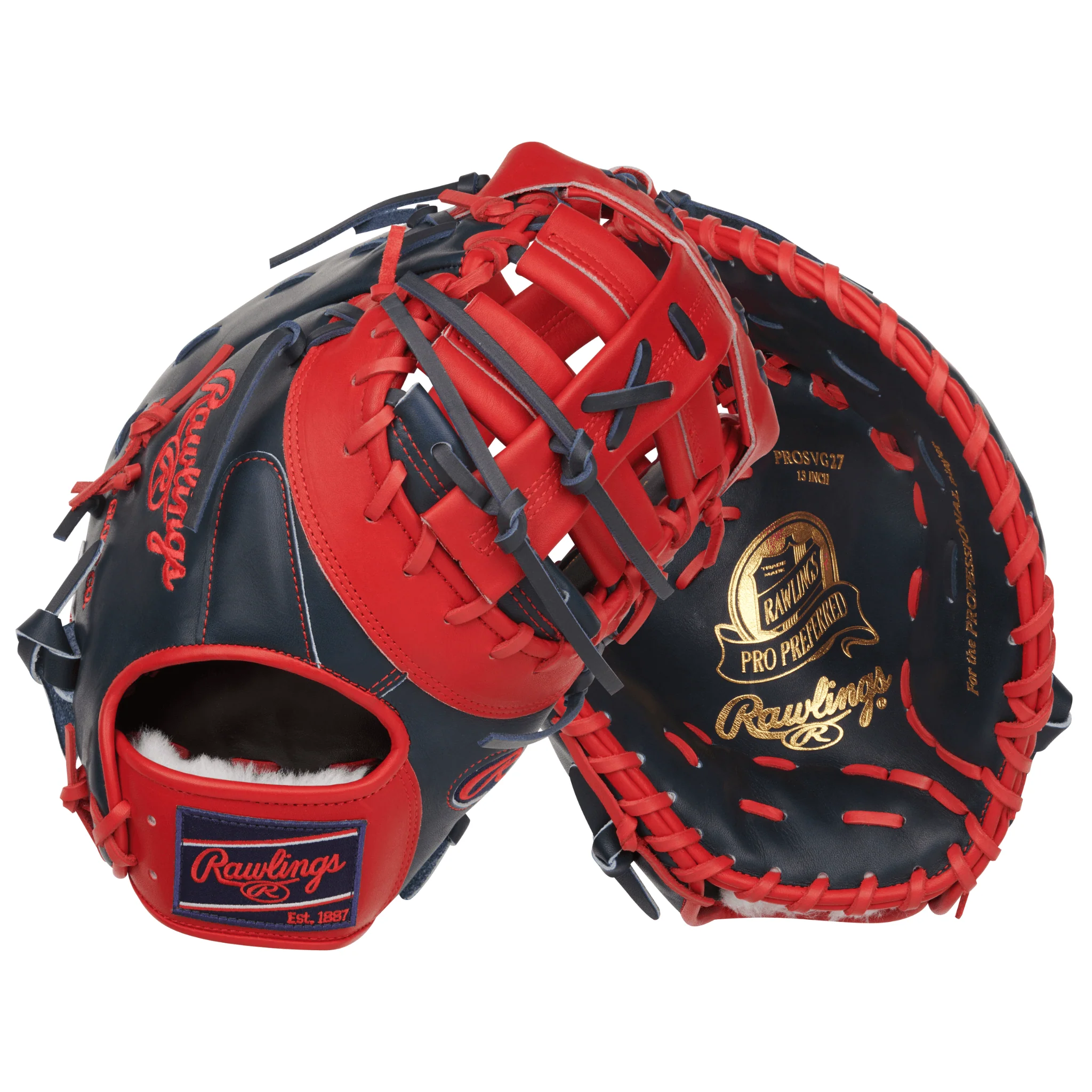 Rawlings Pro Preferred Vladimir Guerrero Jr Gameday Pattern First Base Mitt 13" Navy/Scarlet LHT