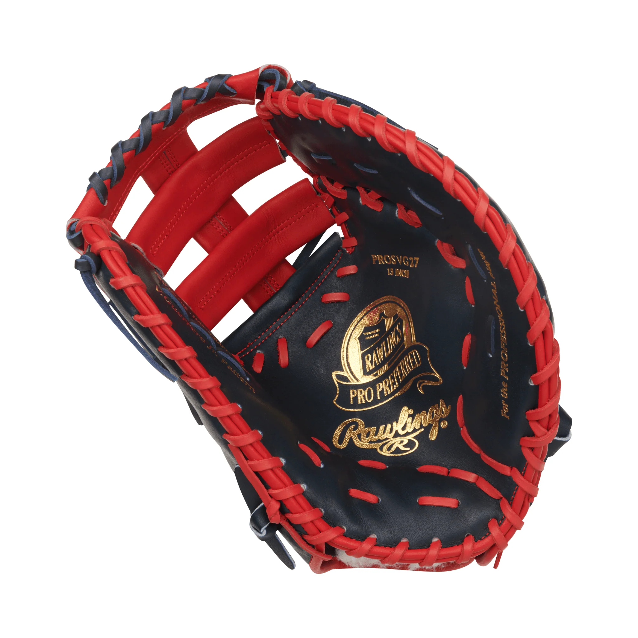 Rawlings Pro Preferred Vladimir Guerrero Jr Gameday Pattern First Base Mitt 13" Navy/Scarlet LHT - Image 3