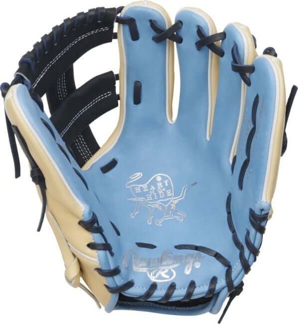 Rawlings Heart of the Hide 11.5 Infield Glove Camel/Navy/Columbia Blue RHT - Image 2