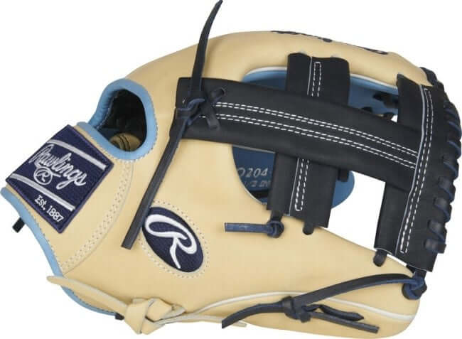 Rawlings Heart of the Hide 11.5 Infield Glove Camel/Navy/Columbia Blue RHT - Image 3