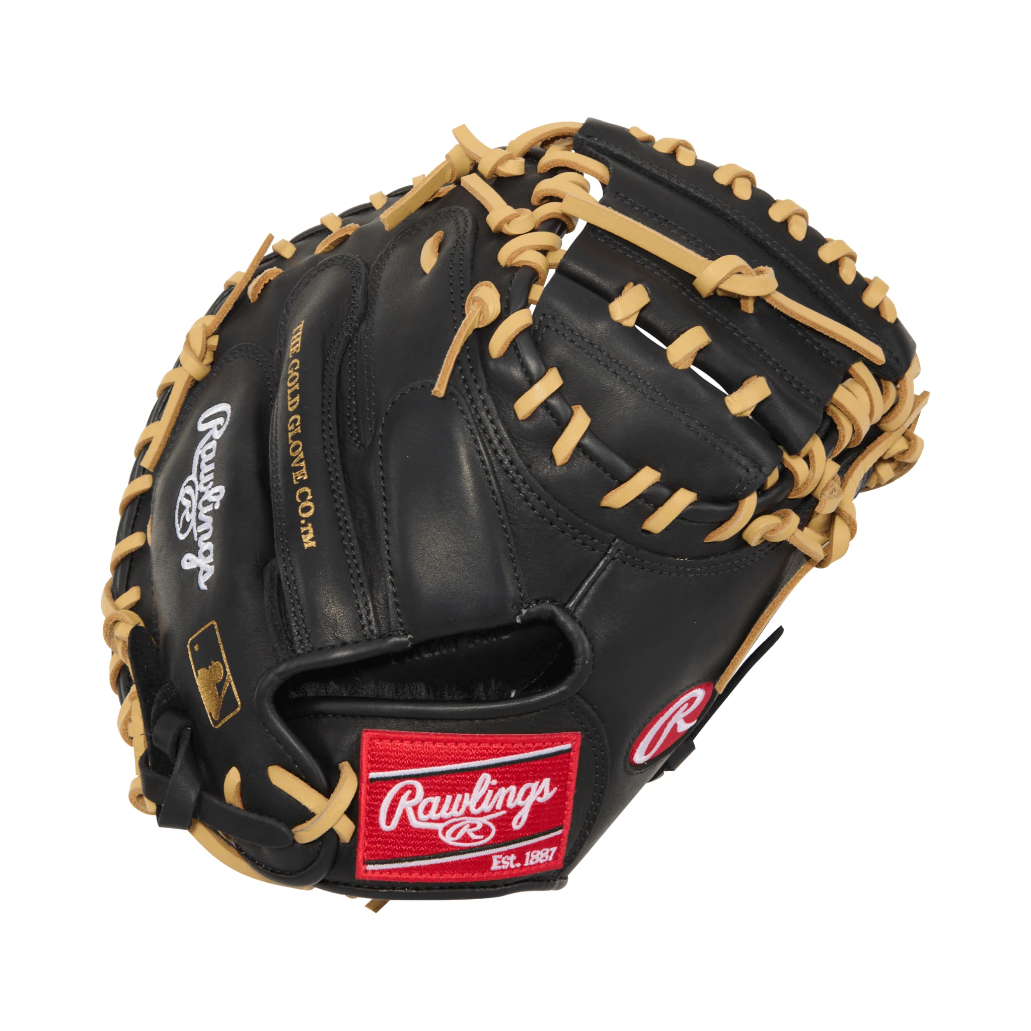 Rawlings R9 Baseball Contour Series Catchers Mitt Baseball Glove 32" Black/Camel - Image 2