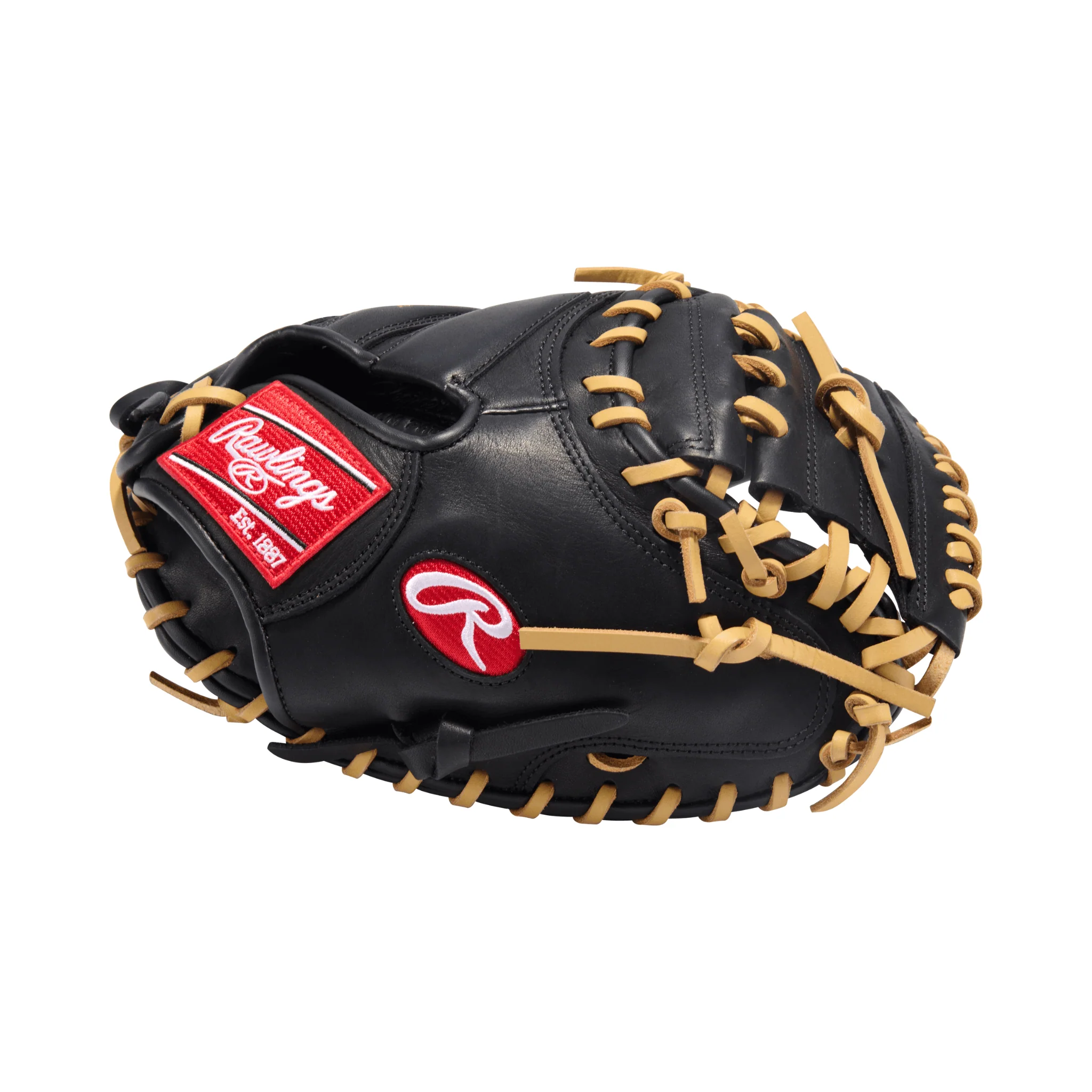 Rawlings R9 Baseball Contour Series Catchers Mitt Baseball Glove 32" Black/Camel - Image 5