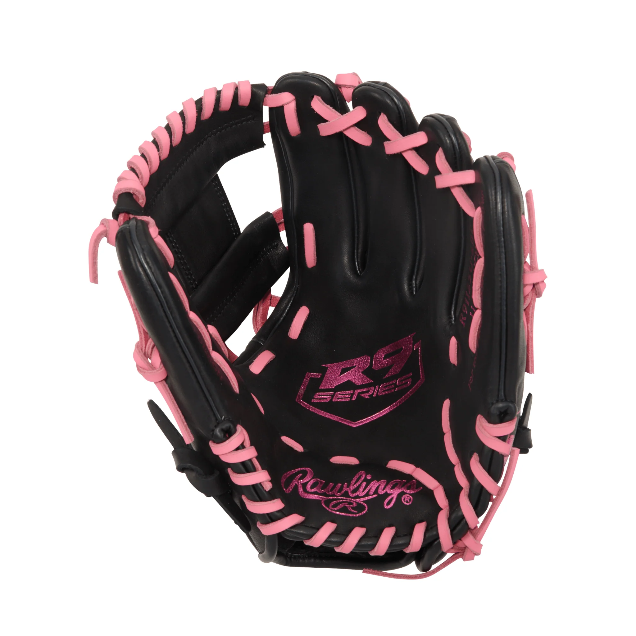 Rawlings R9 Baseball Contour Series Infield Baseball Glove 11.25" Black/Pink - Image 3