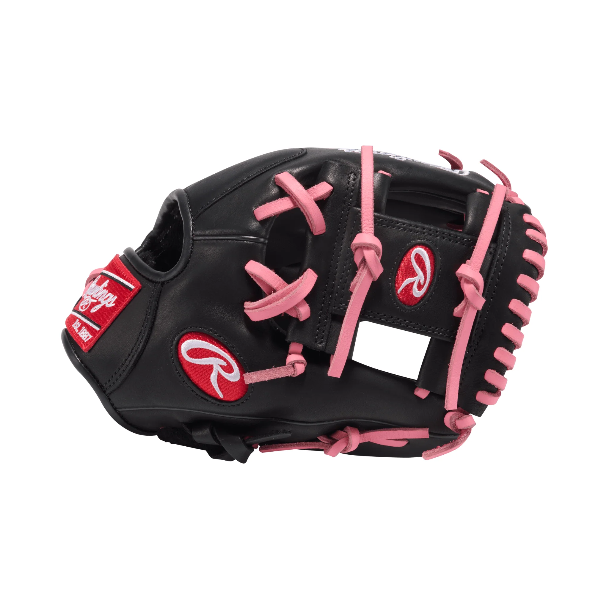 Rawlings R9 Baseball Contour Series Infield Baseball Glove 11.25" Black/Pink - Image 4