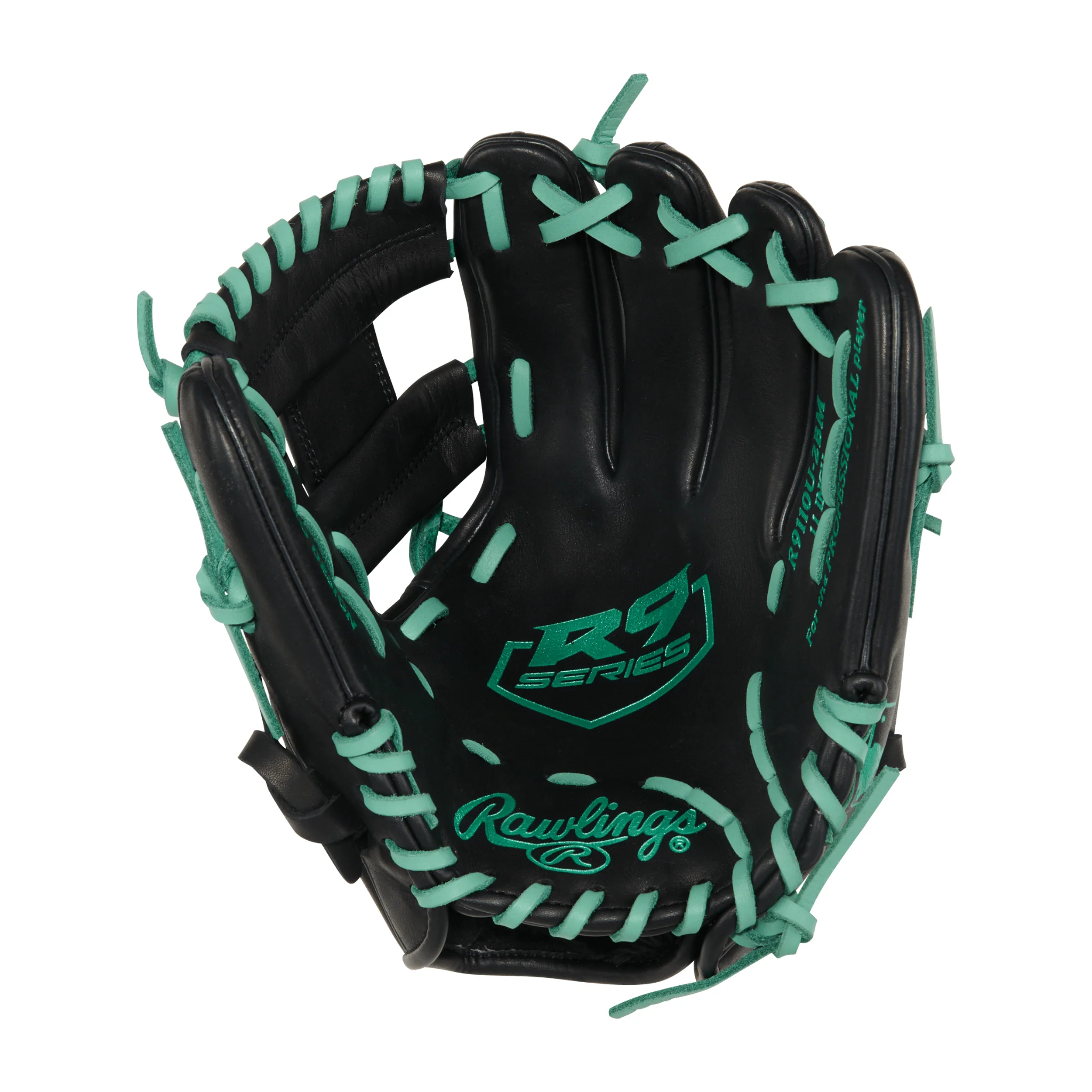 Rawlings R9 Baseball Contour Series Infield Baseball Glove 11" Black/Mint - Image 3