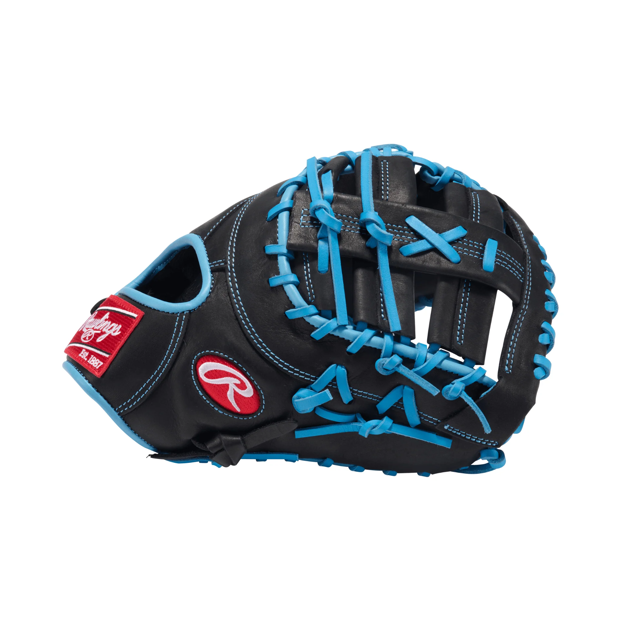 Rawlings R9 Baseball First Base Mitt 13" Baseball Glove Black/Col. Blue LHT - Image 3