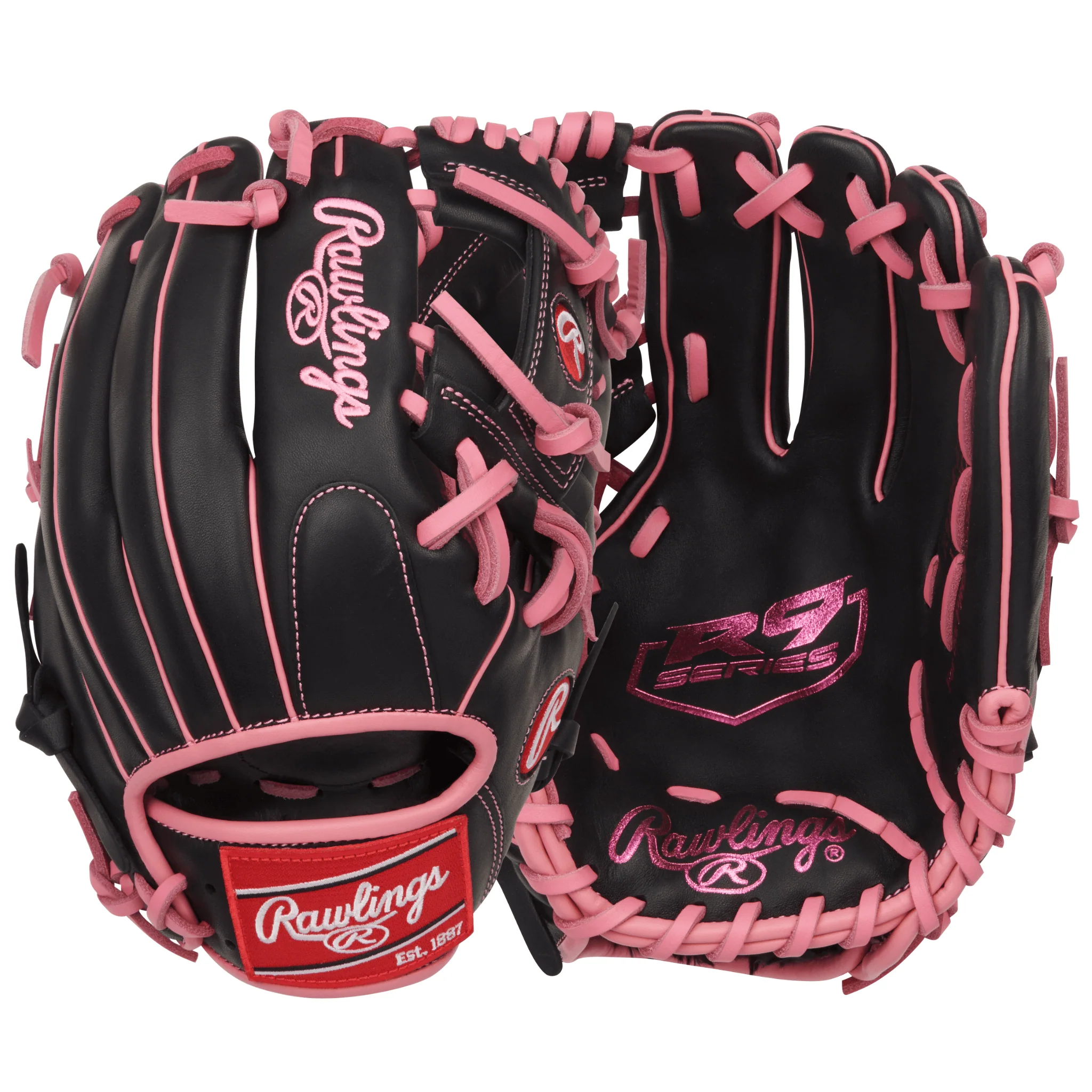 Rawlings R9 Baseball Series Infield Baseball Glove 11.5" Black/Pink