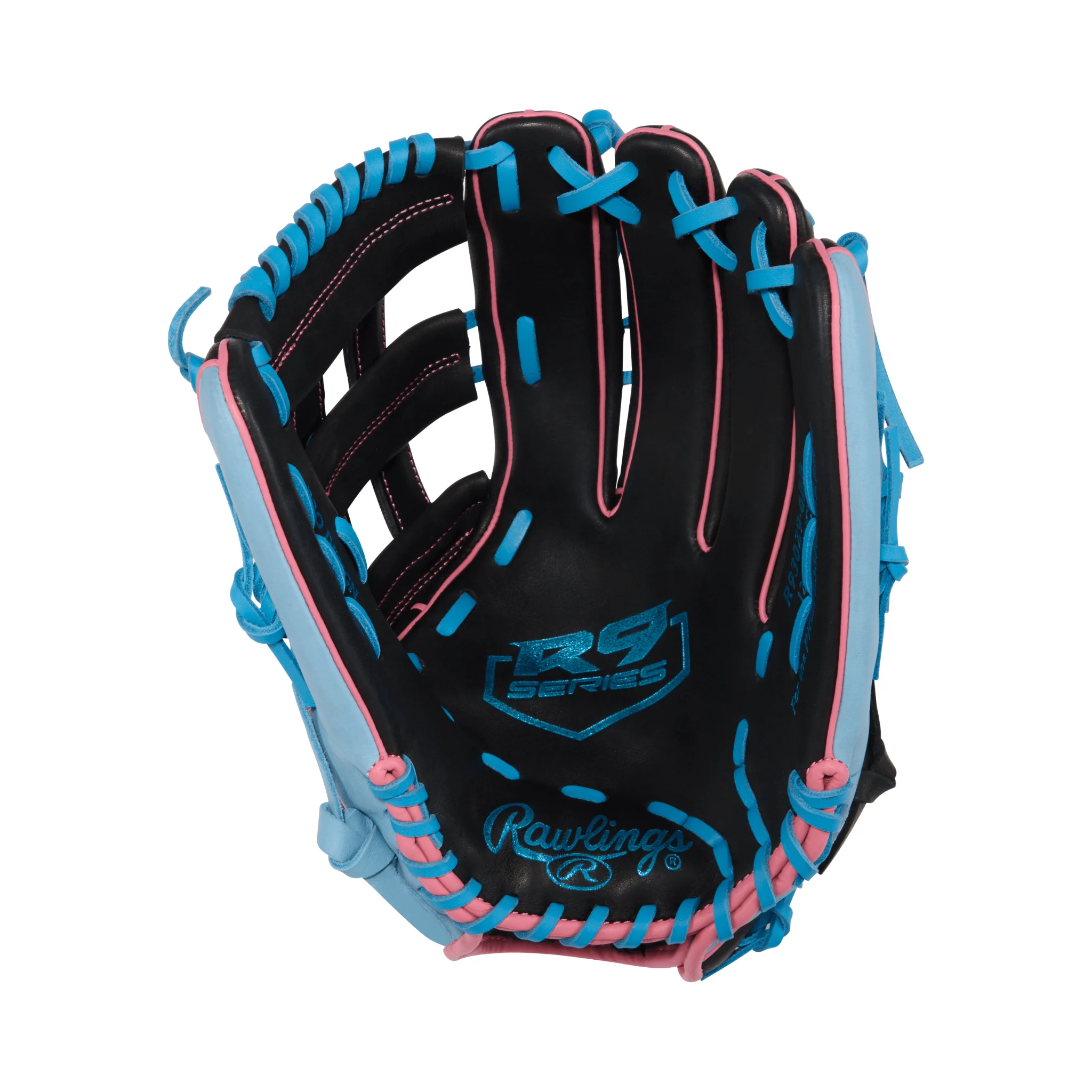 Rawlings R9 Baseball Series Outfield Baseball Glove 12.75" - Black/Col. Blue/Pink - RHT - Image 3