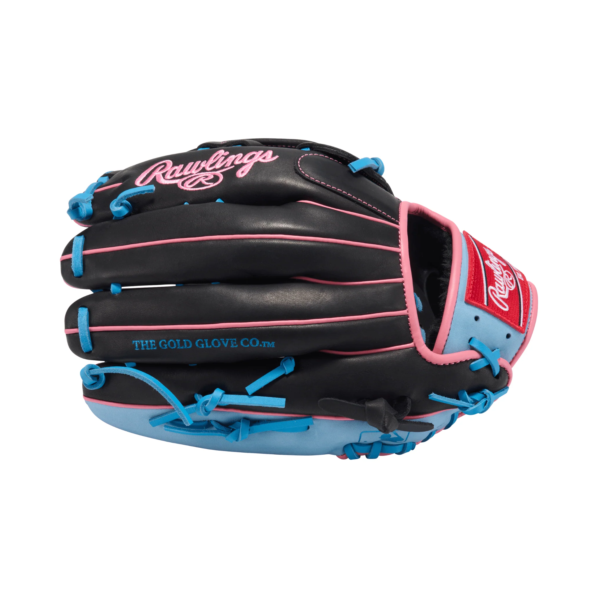 Rawlings R9 Baseball Series Outfield Baseball Glove 12.75" - Black/Col. Blue/Pink - RHT - Image 4