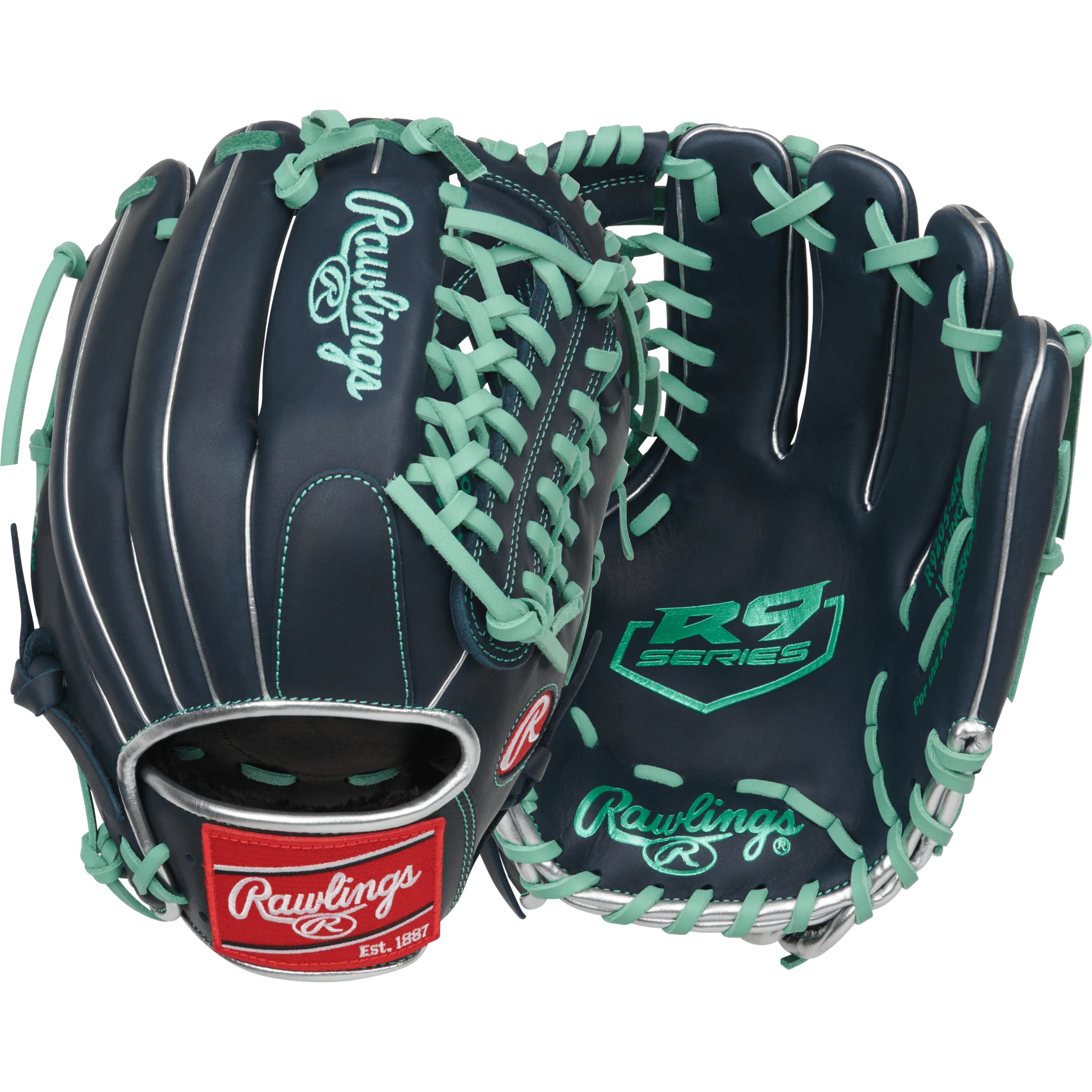 Rawlings R9 Series 11.75" Infield Baseball Glove Navy/Mint