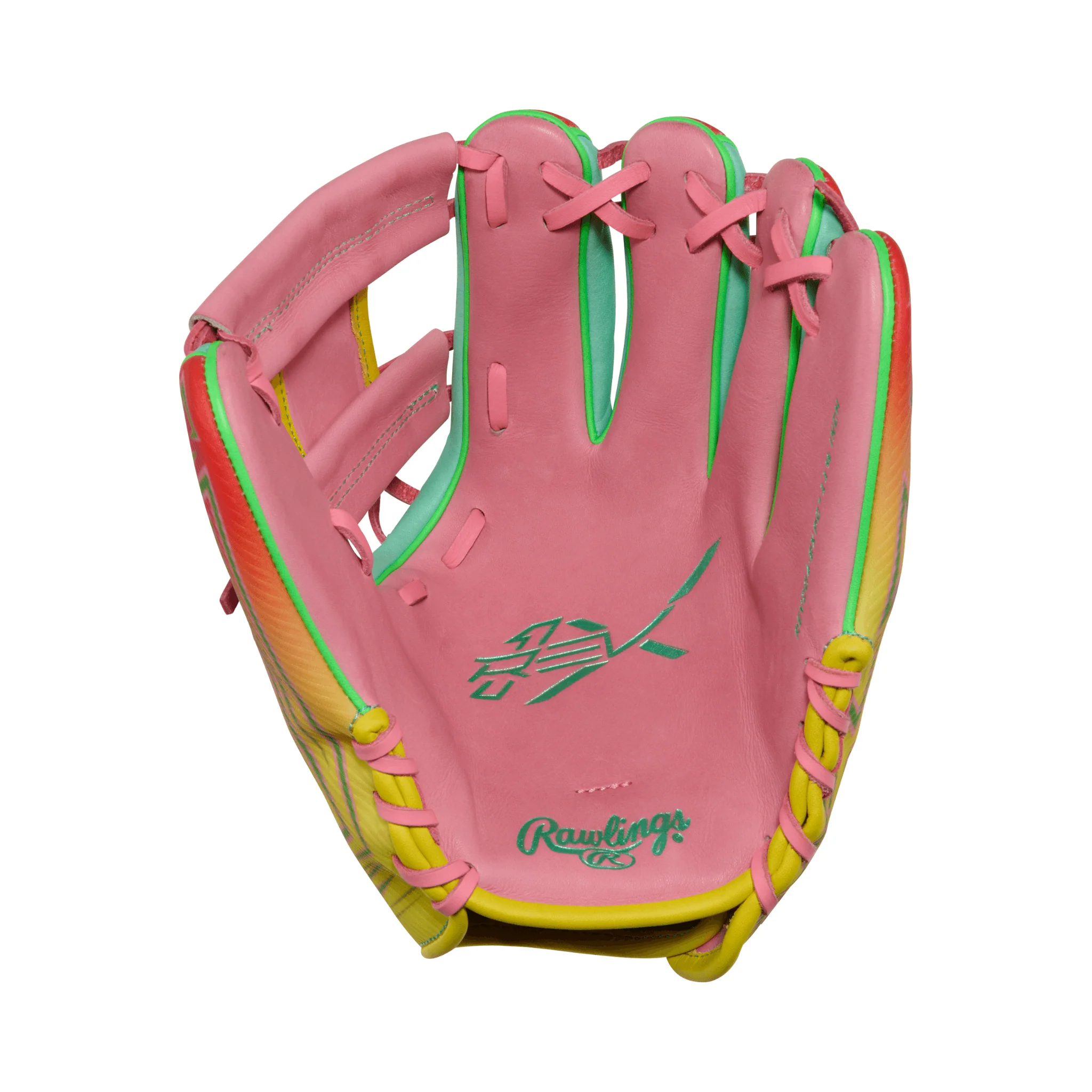 Rawlings REV1X Series Baseball Infield Glove 11.5" Pink/Yellow - Image 3